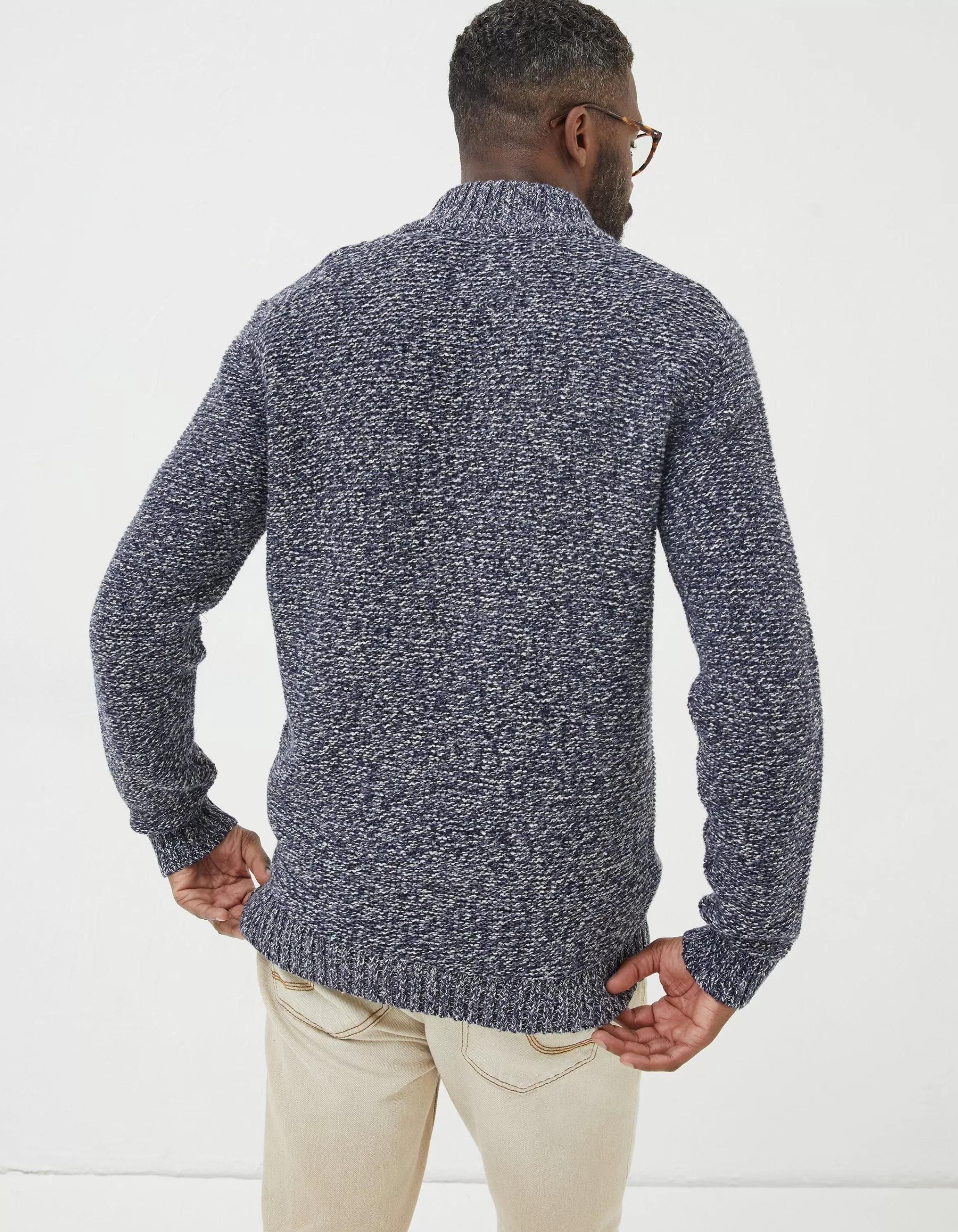 Shop FatFace Hove Half Neck Jumper Blue