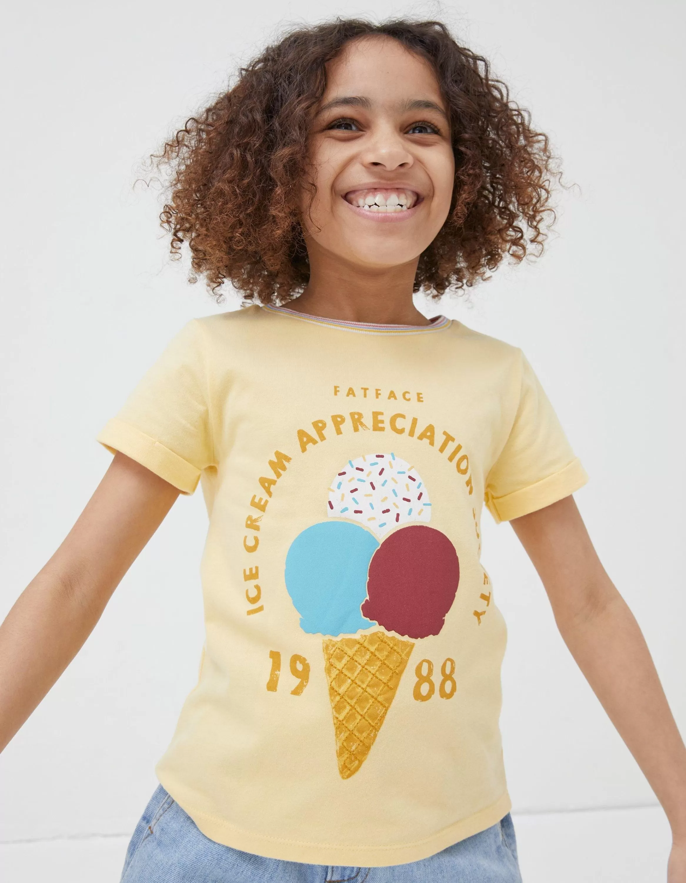 Online FatFace Ice Cream T-Shirt Yellow