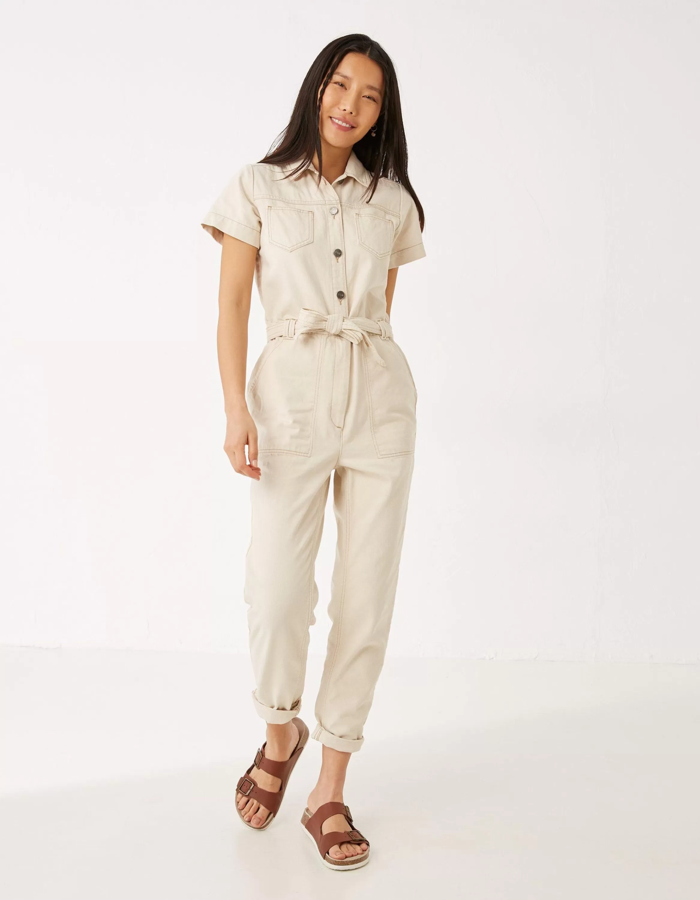 Shop FatFace Imogen Boilersuit Ecru