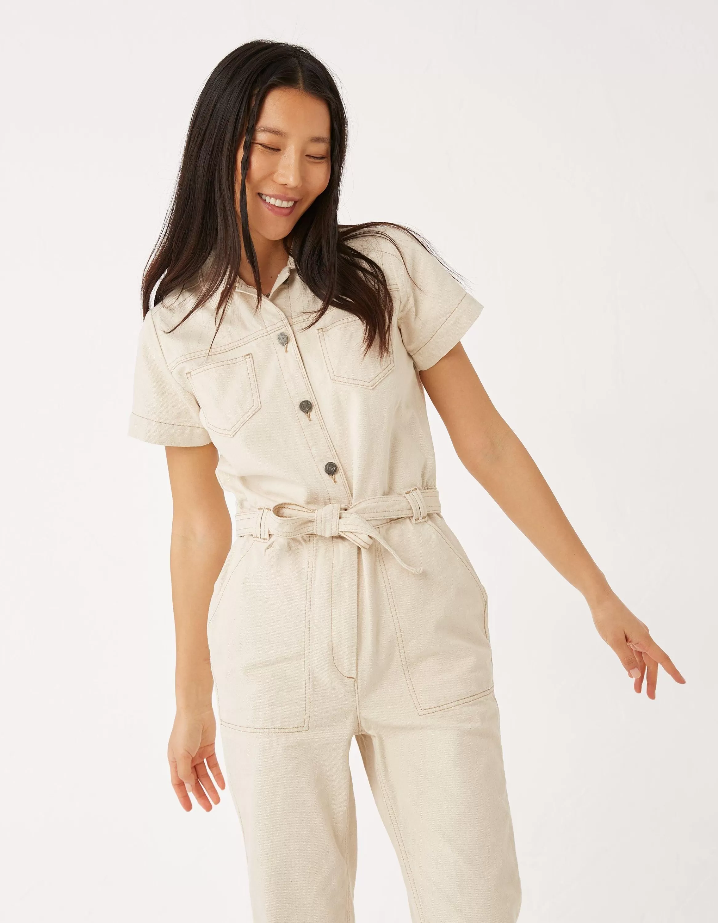 Shop FatFace Imogen Boilersuit Ecru