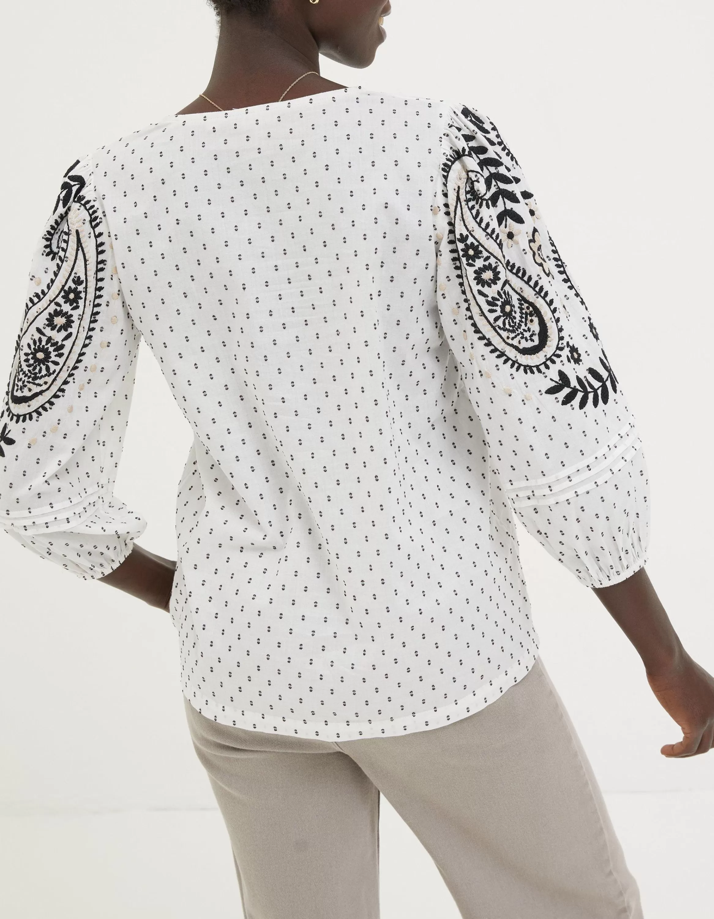 Cheap FatFace Imogen Embroidered Blouse Ivory