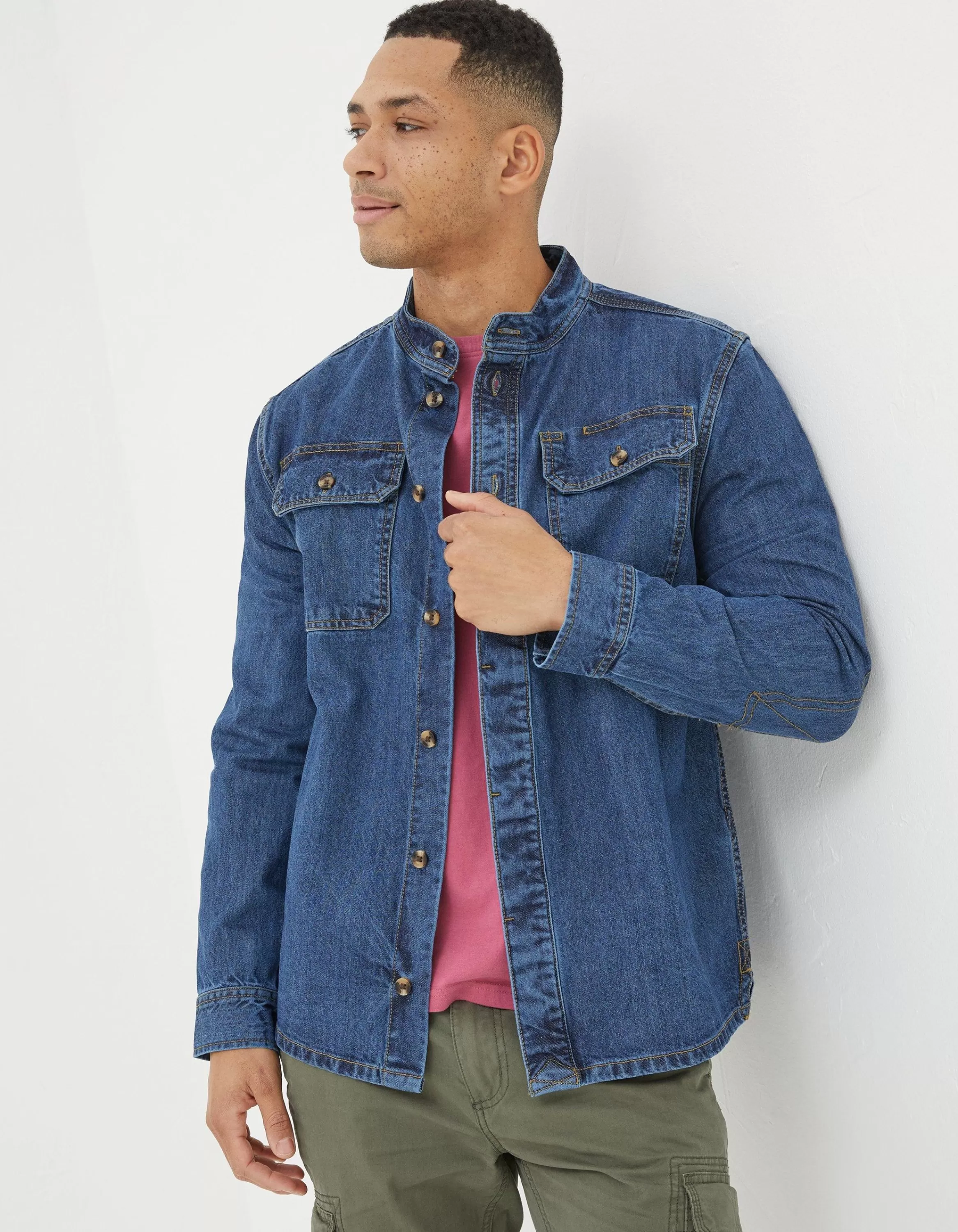 Store FatFace Indigo Denim Grandad Shirt Indigo Blue