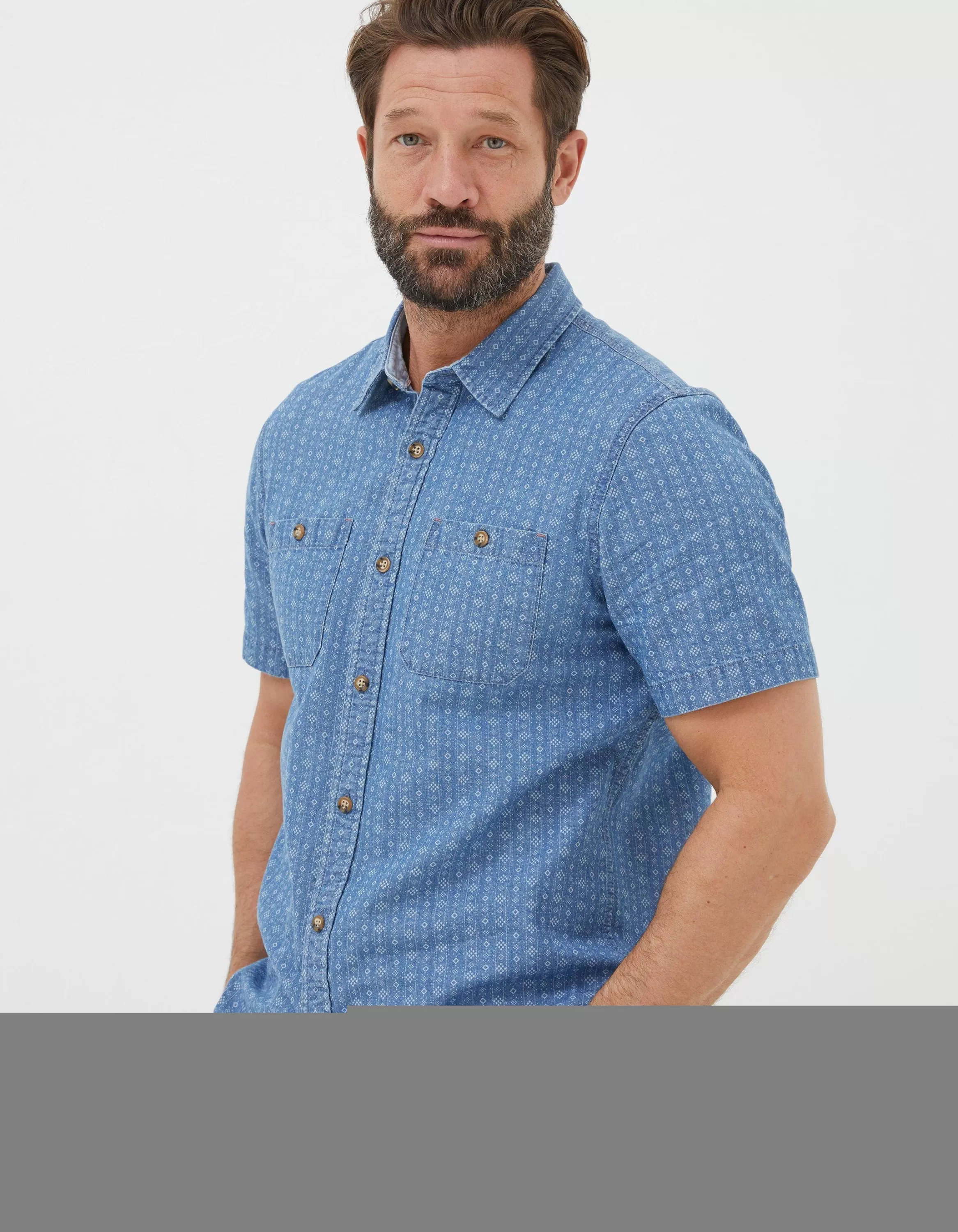 Online FatFace Indigo Print Shirt Blue