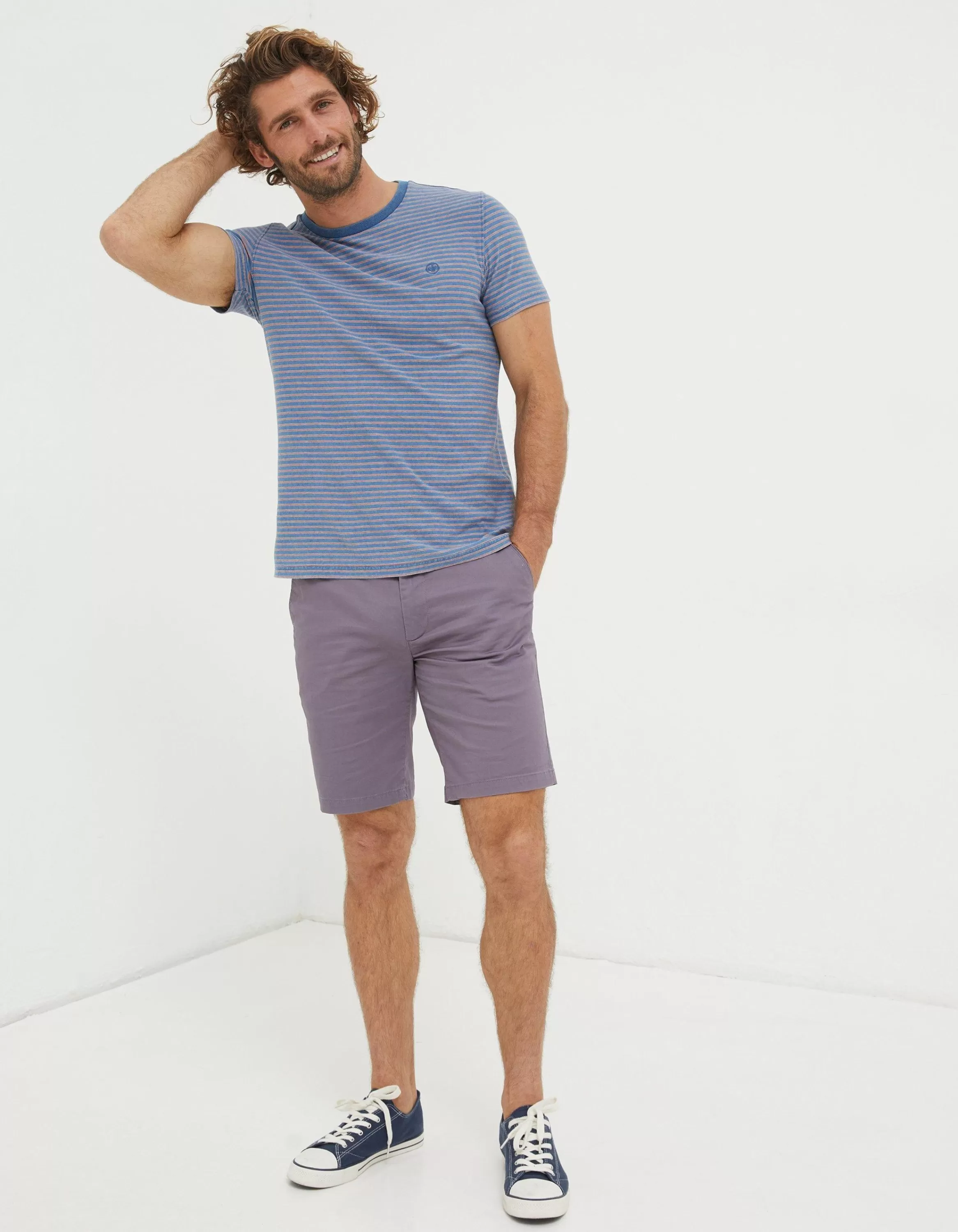 Shop FatFace Indigo Stripe T-Shirt Pink