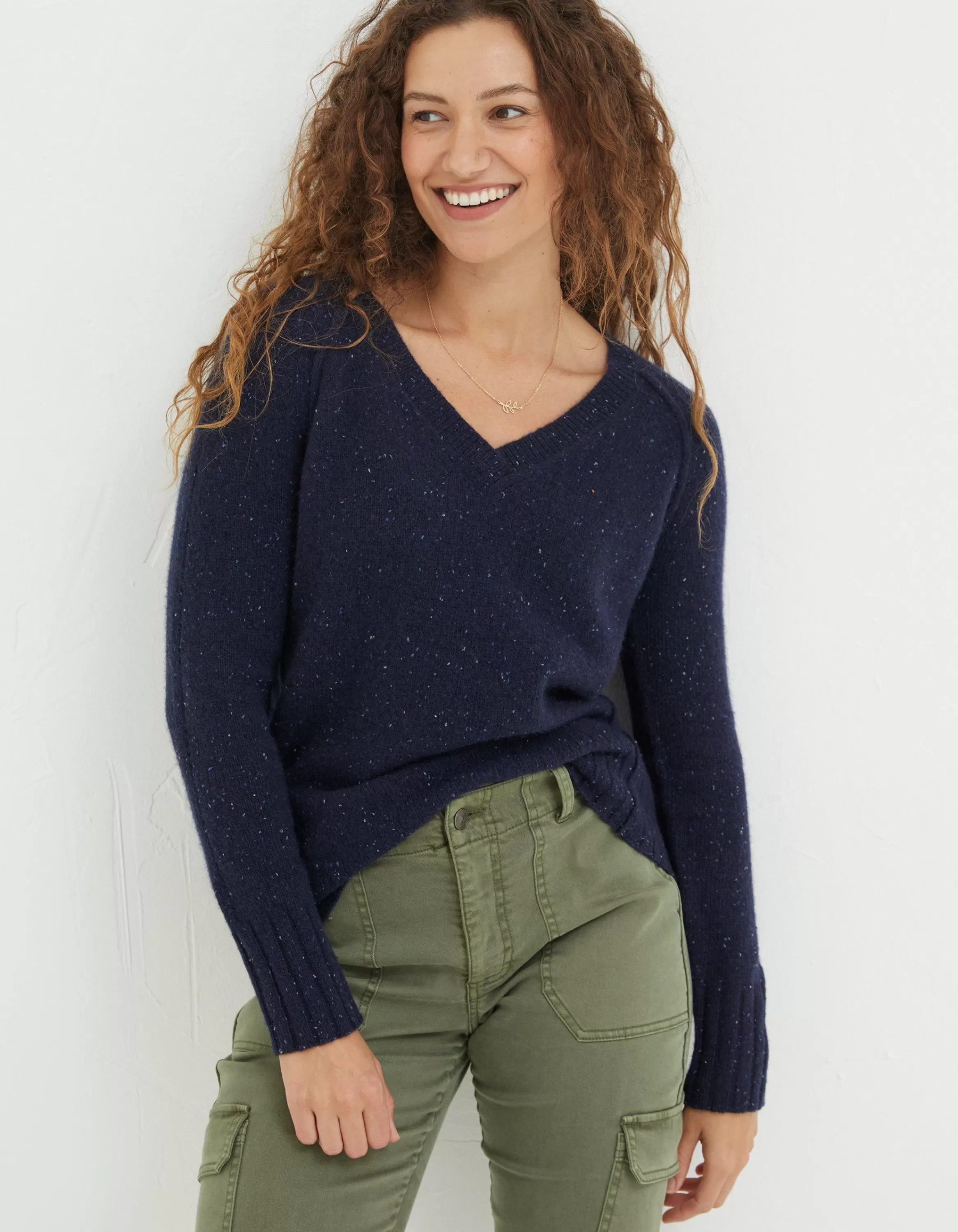 Sale FatFace Iona Lambswool Jumper Navy