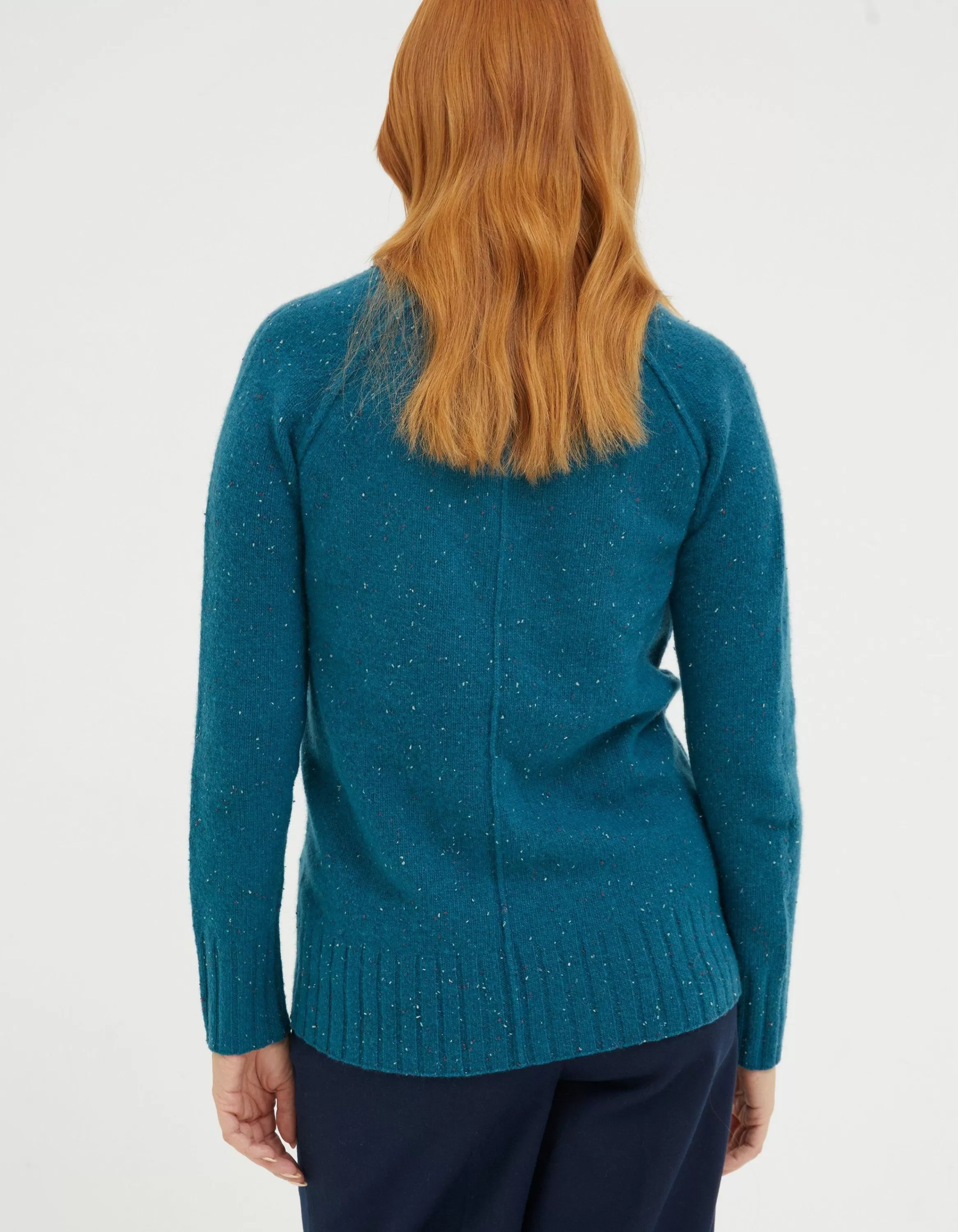 Fashion FatFace Iona Lambswool Jumper Teal Blue