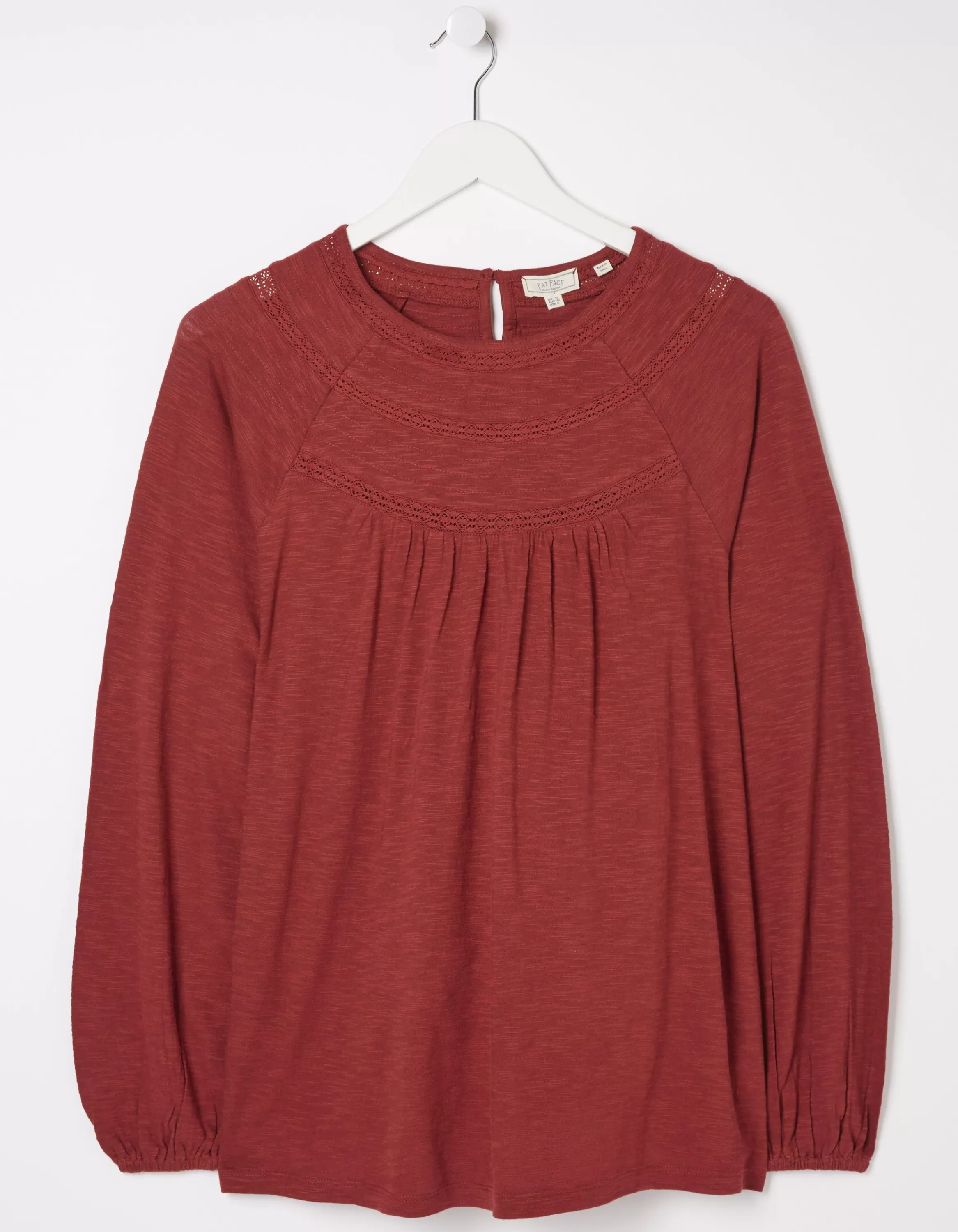 Best Sale FatFace Isla Lace Top Cherry Red