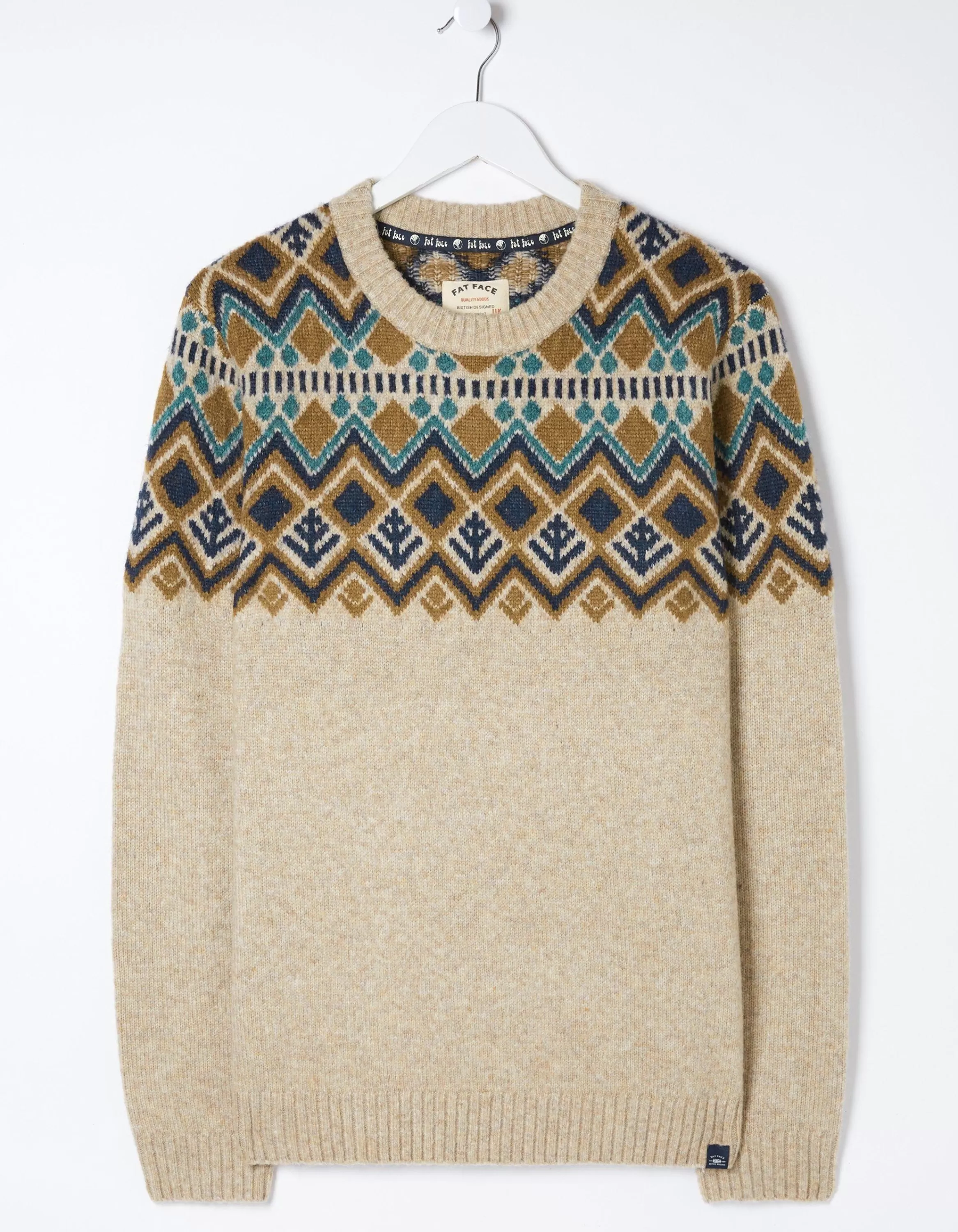 New FatFace Ives Crew Jumper Oatmeal