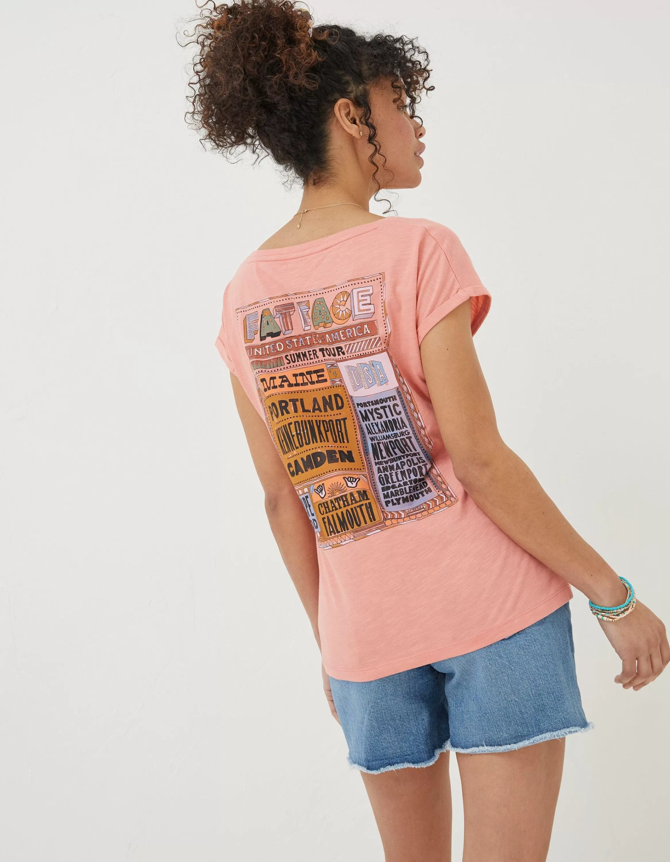 Flash Sale FatFace Ivy Festival Usa T-Shirt Coral