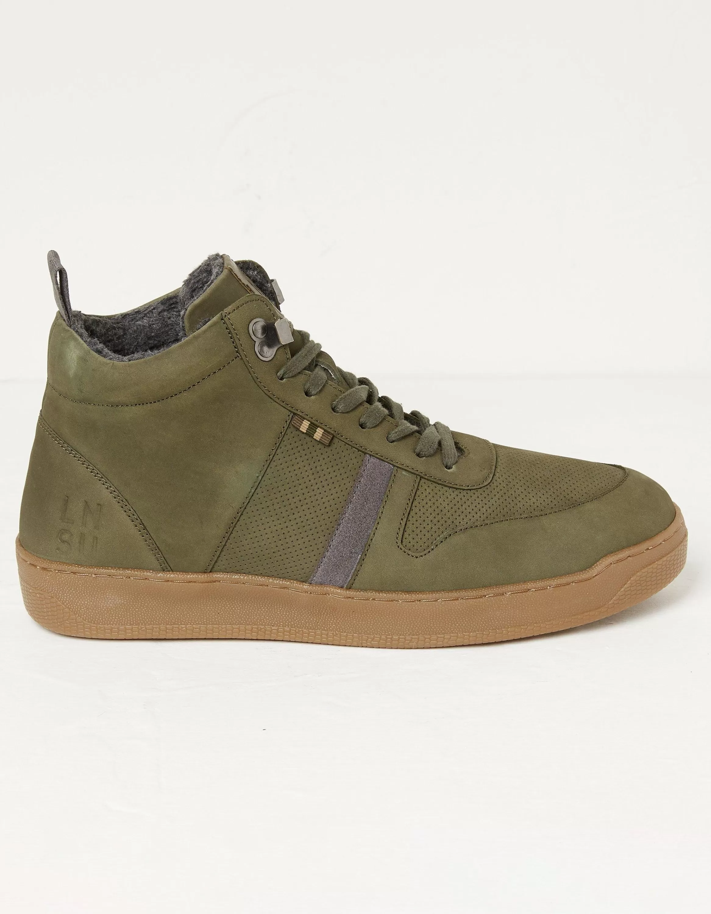 Discount FatFace Jacob High Top Trainer Khaki Green