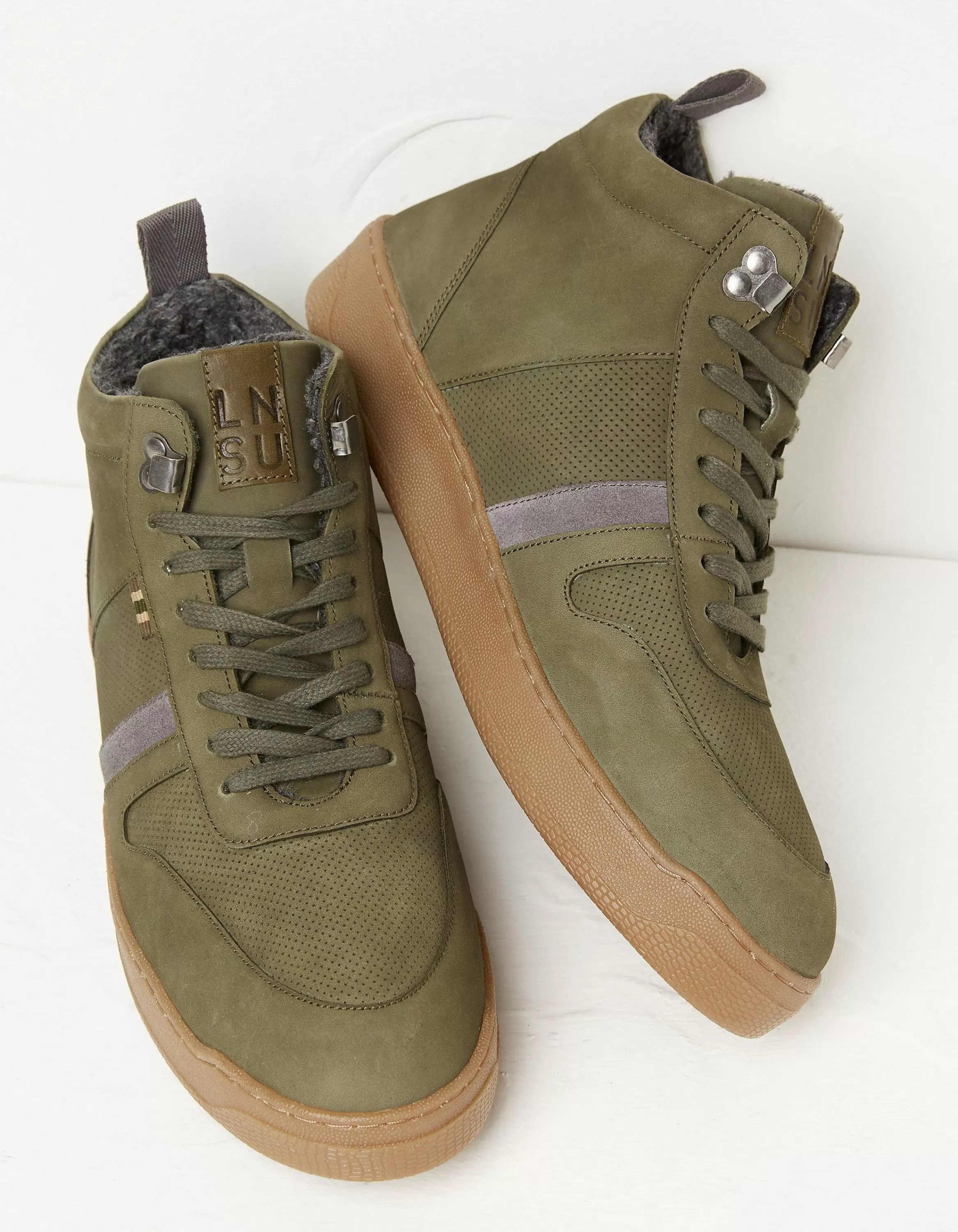 Discount FatFace Jacob High Top Trainer Khaki Green