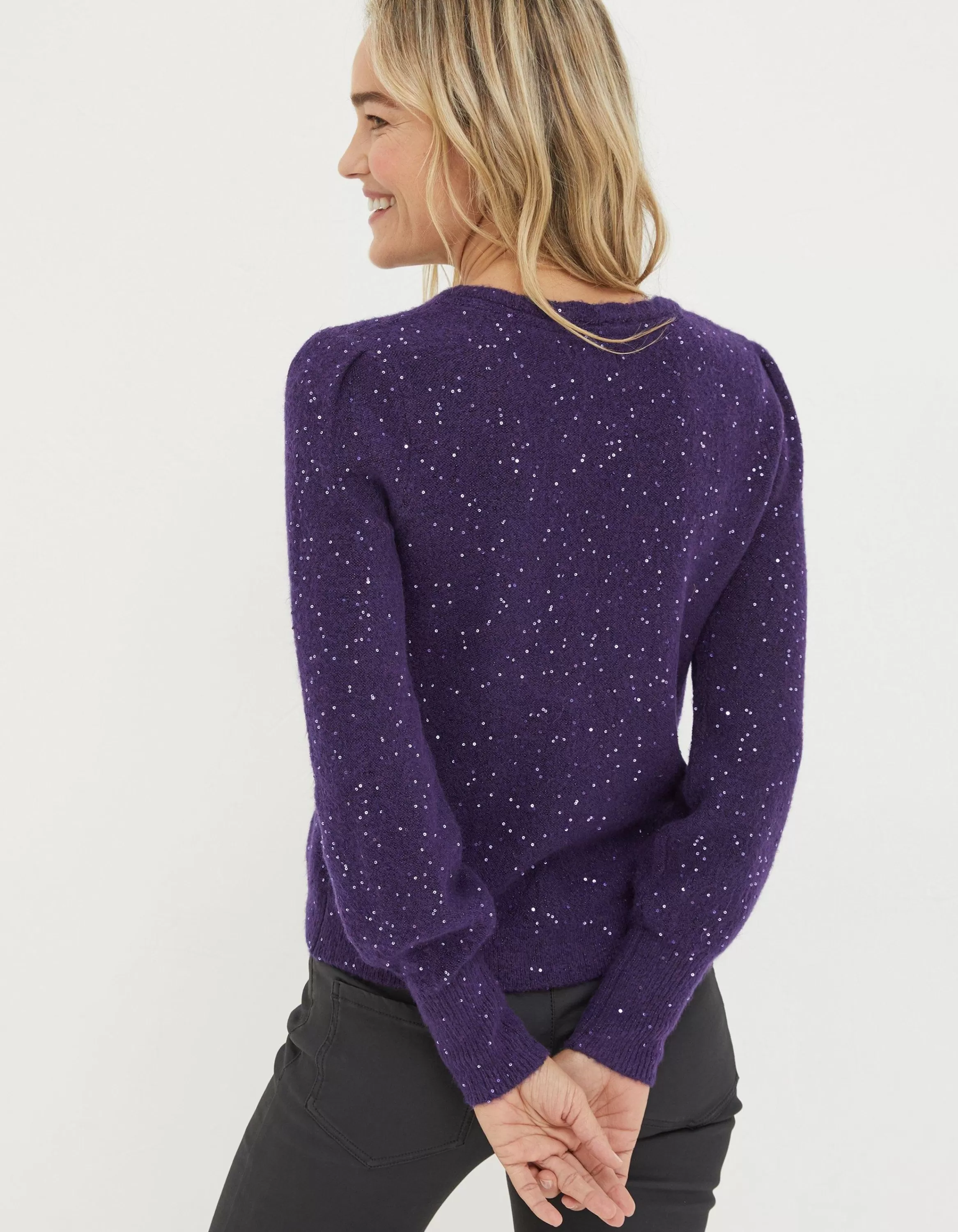 Cheap FatFace Jasmine Sparkle Jumper Purple