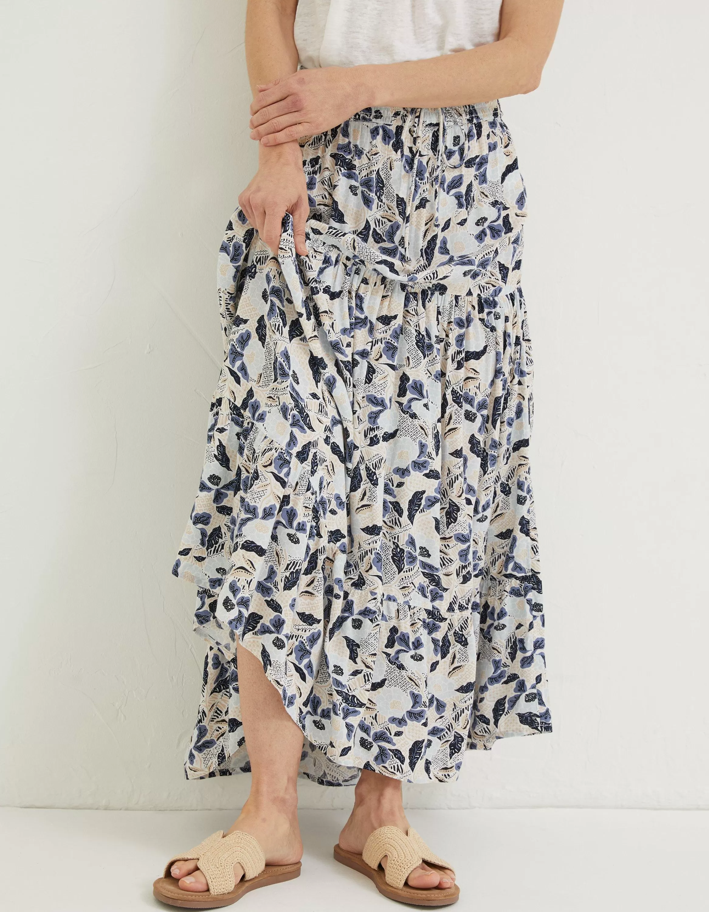 Online FatFace Jayla Batik Flower Maxi Skirt Ivory