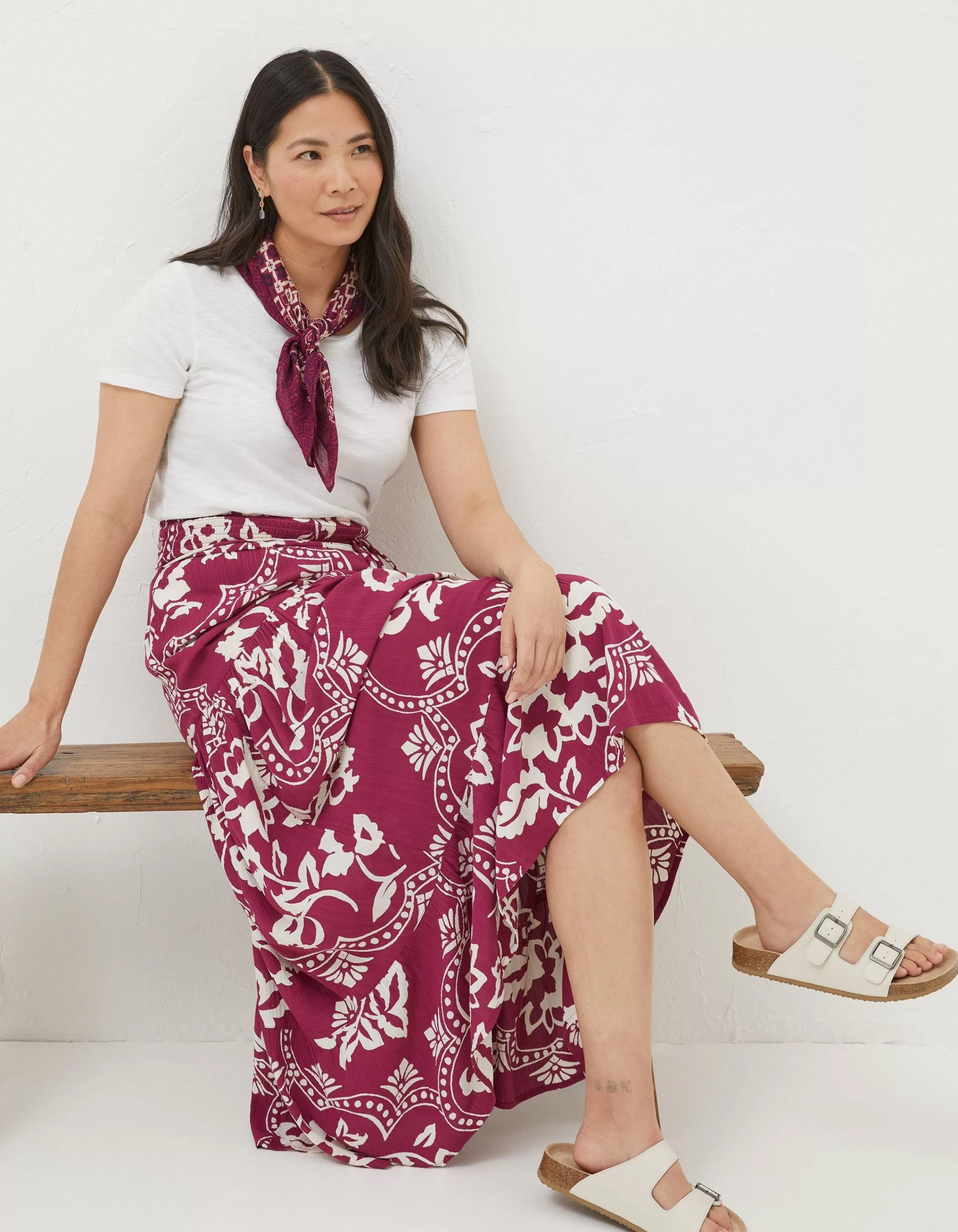 Shop FatFace Jayla Wallpaper Floral Maxi Skirt Plum