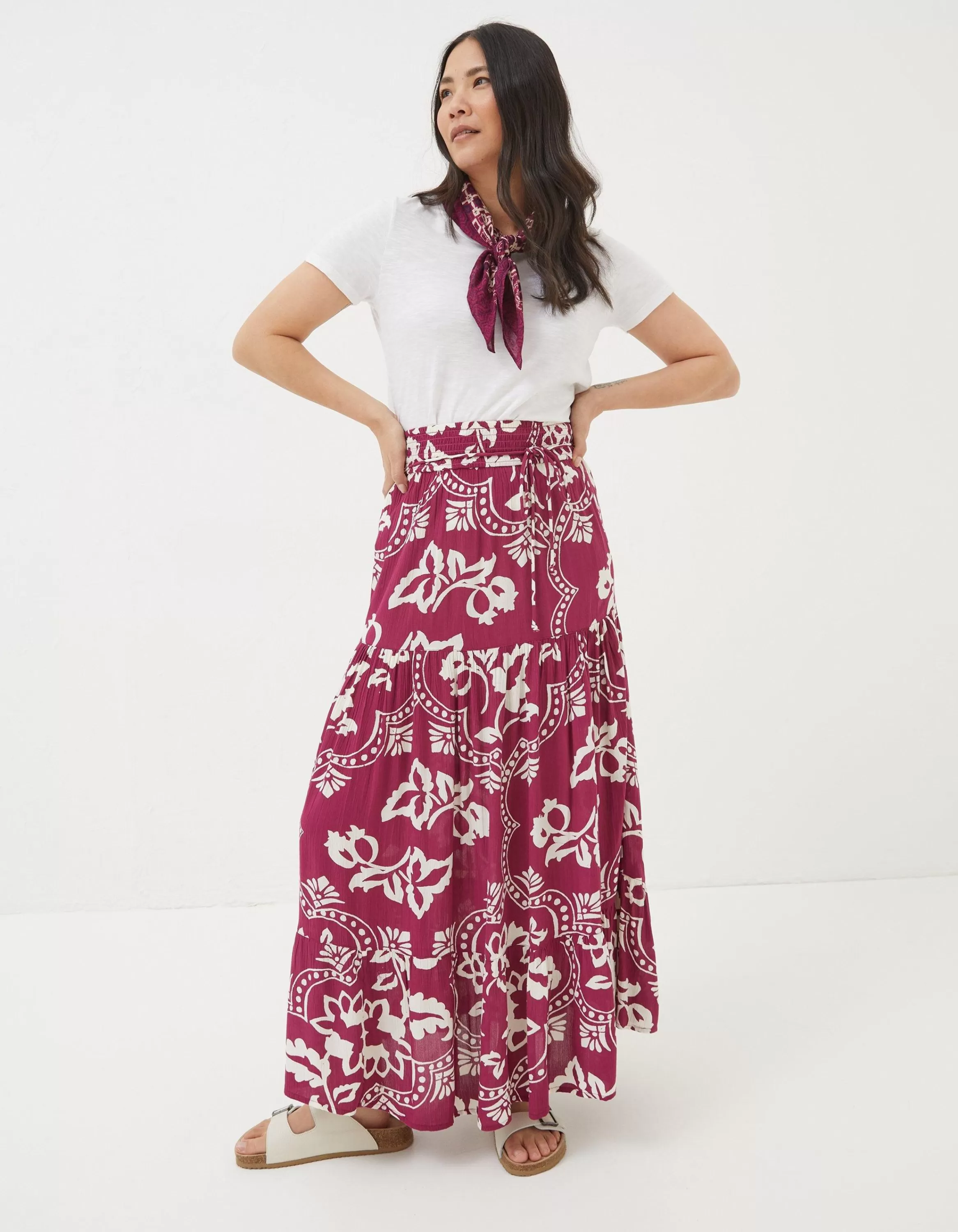 Shop FatFace Jayla Wallpaper Floral Maxi Skirt Plum