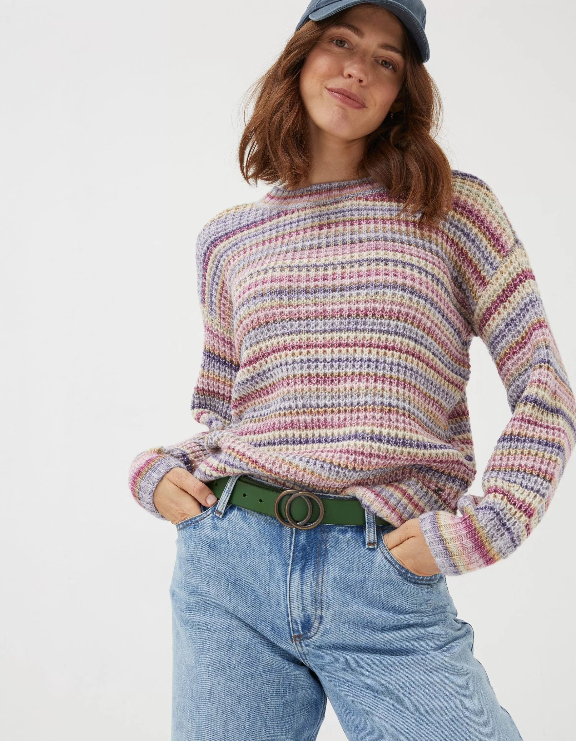 Hot FatFace Jean Double Circle Belt Bright Green