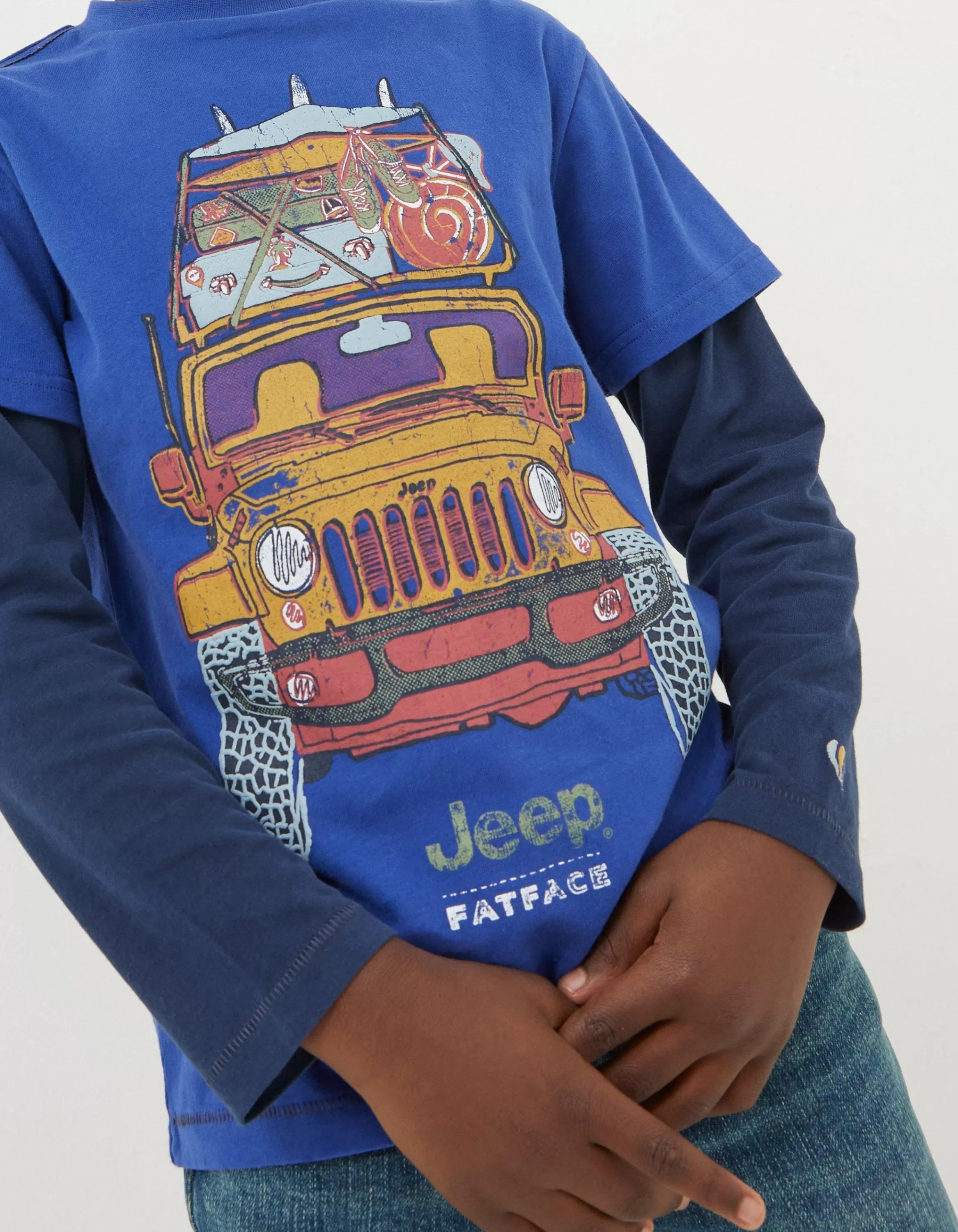 Online FatFace Jeep Graphic T-Shirt Cobalt Blue