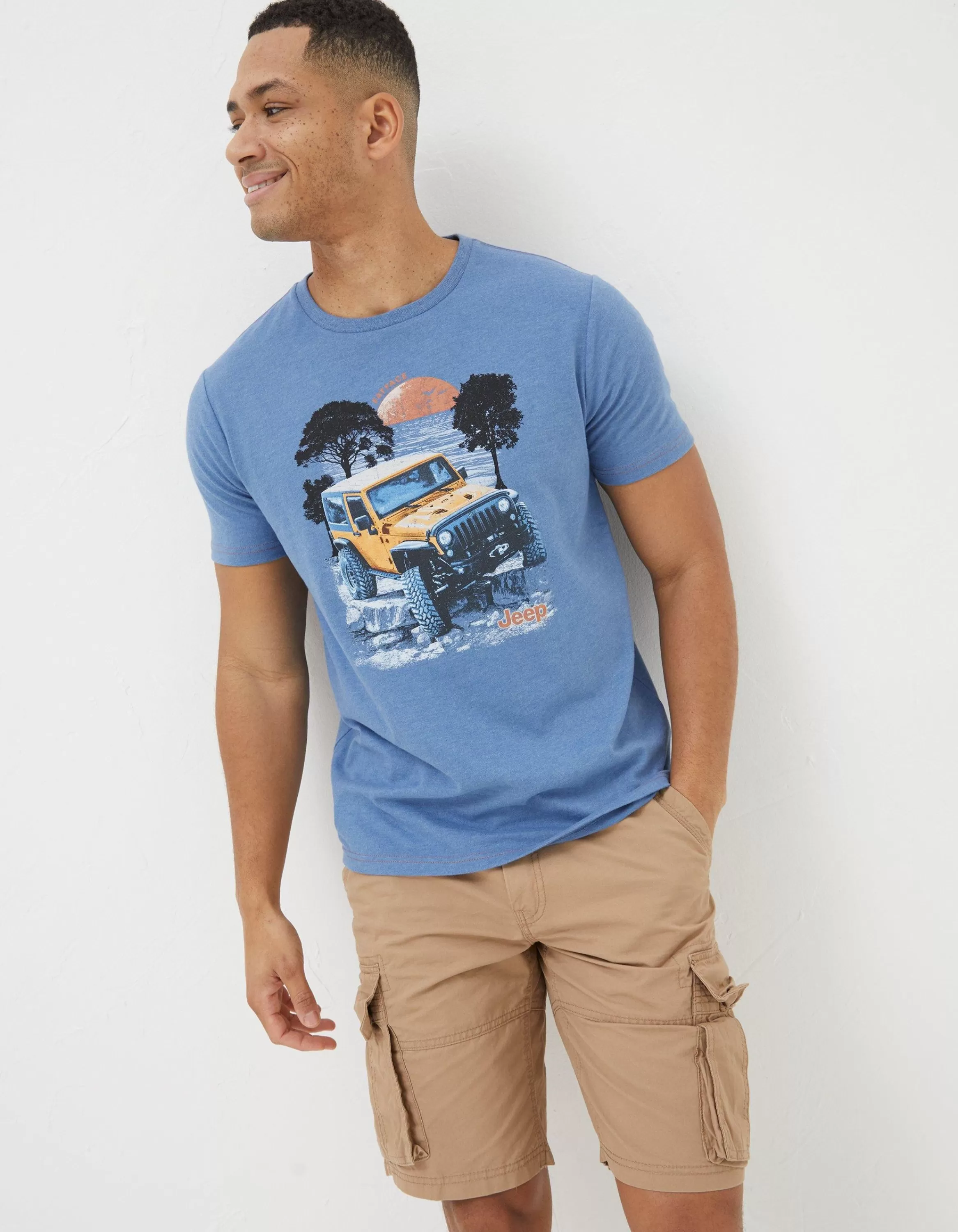 Cheap FatFace Jeep Scene T-Shirt Blue