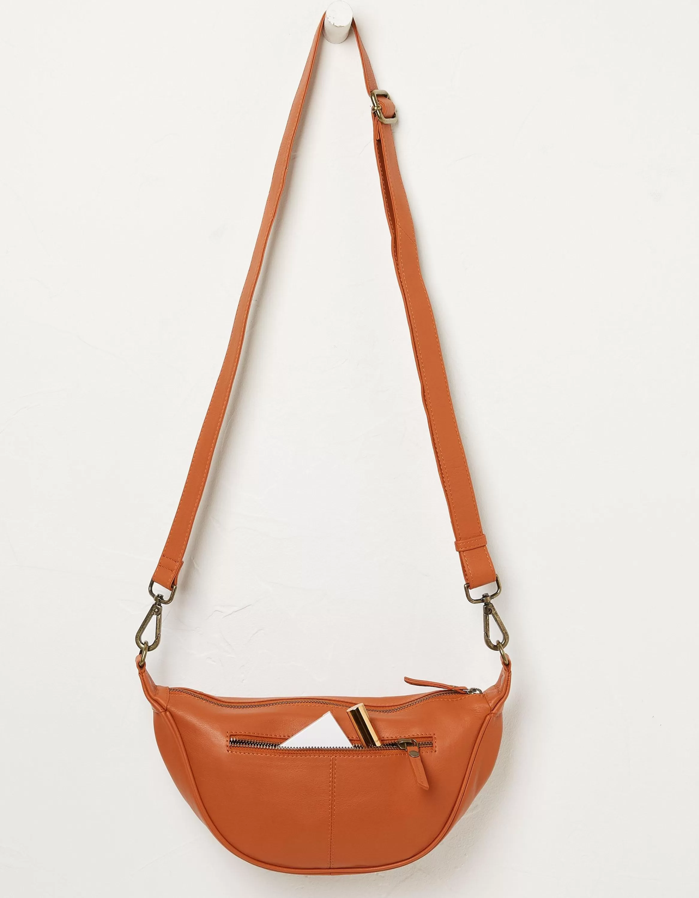 New FatFace Jovie Half Moon Sling Bag Orange