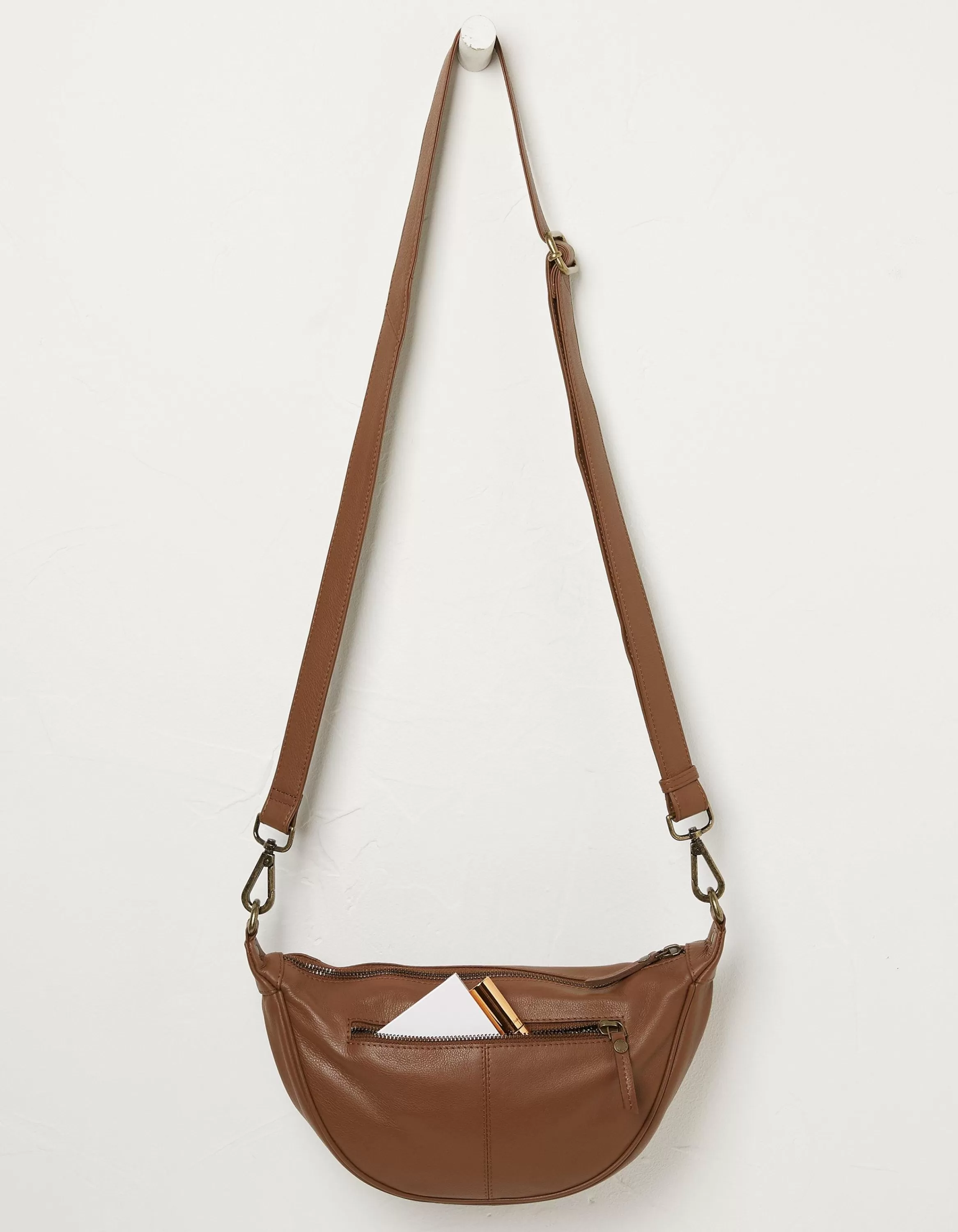 Clearance FatFace Jovie Half Moon Sling Bag Tan