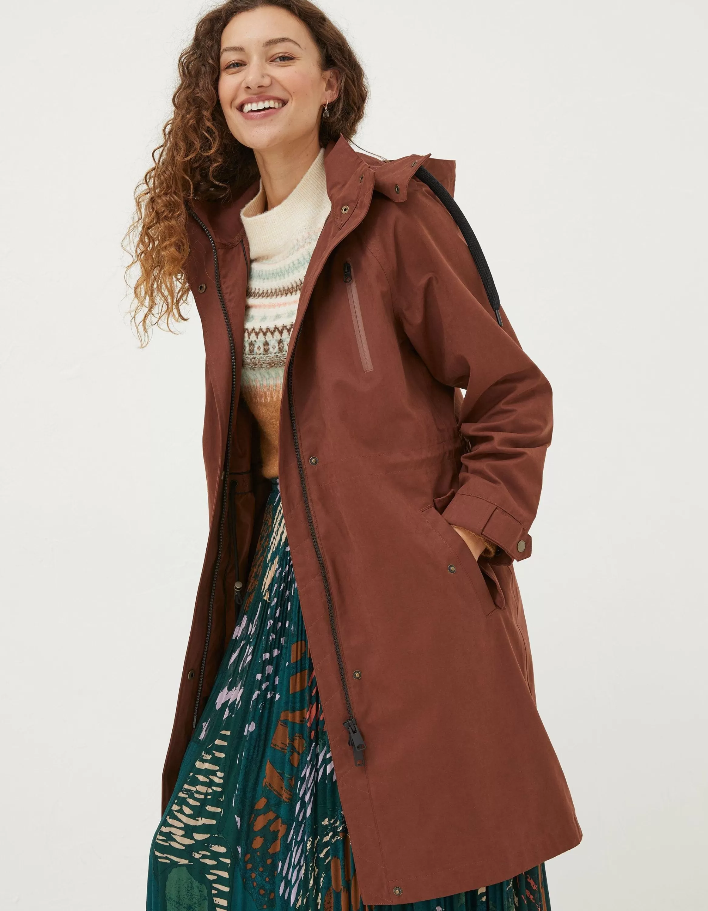 Outlet FatFace Juno Waterproof Long Coat Brown