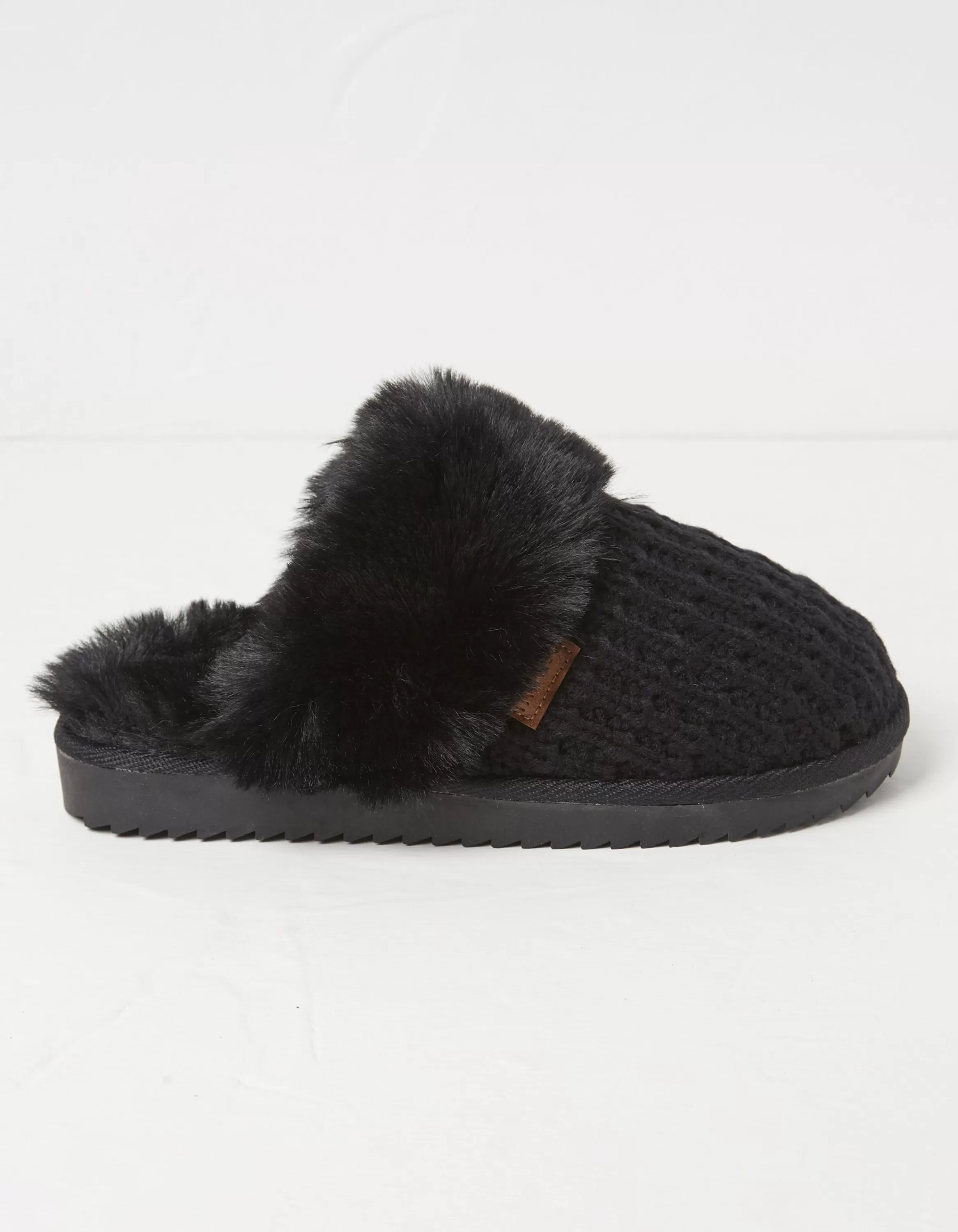 Fashion FatFace Kaia Knitted Mule Slippers Black