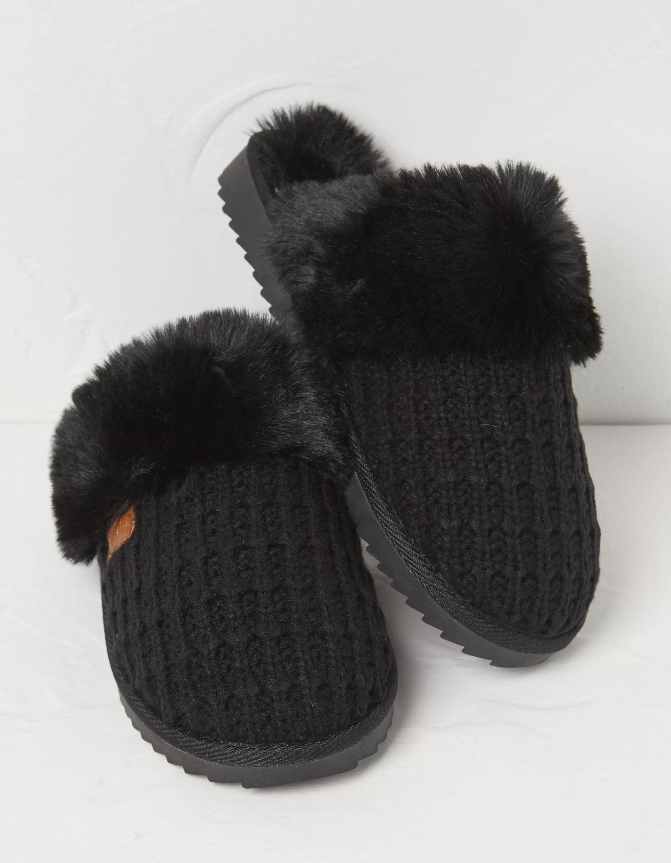 Fashion FatFace Kaia Knitted Mule Slippers Black