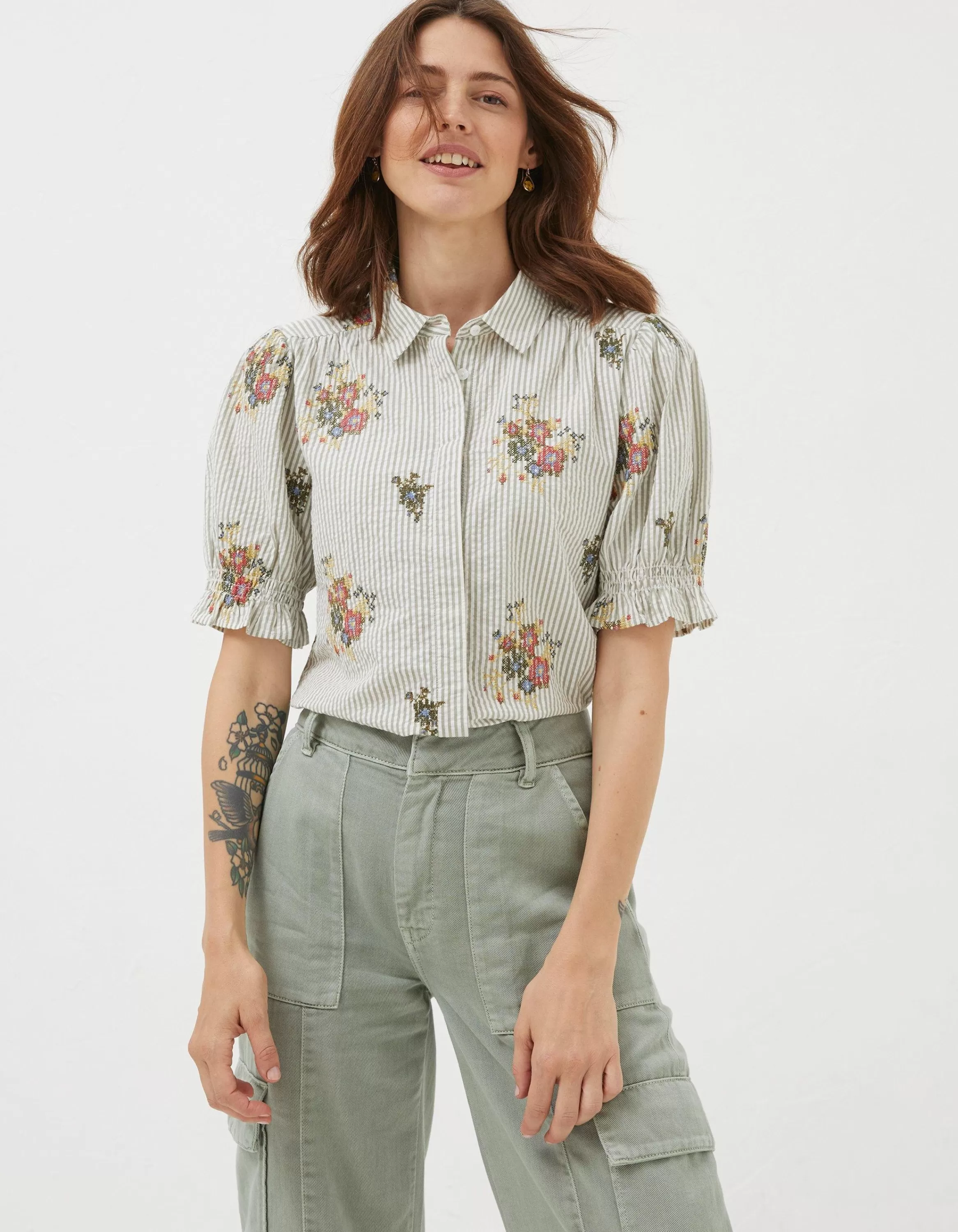 Flash Sale FatFace Kat Embroidered Shirt Multi