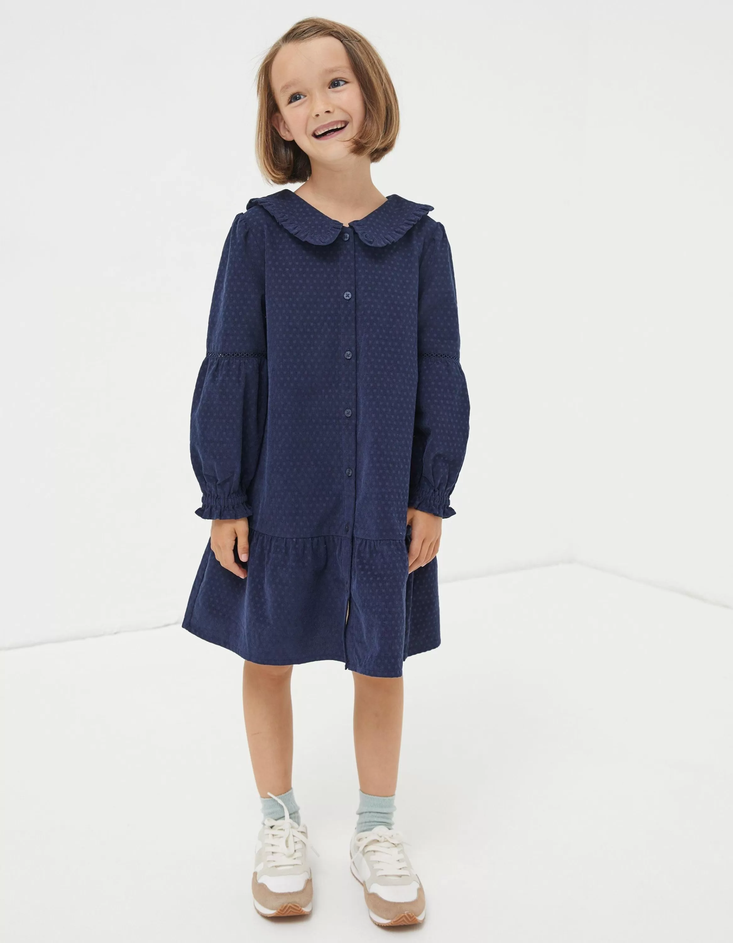 Sale FatFace Katy Collared Cord Dress Navy