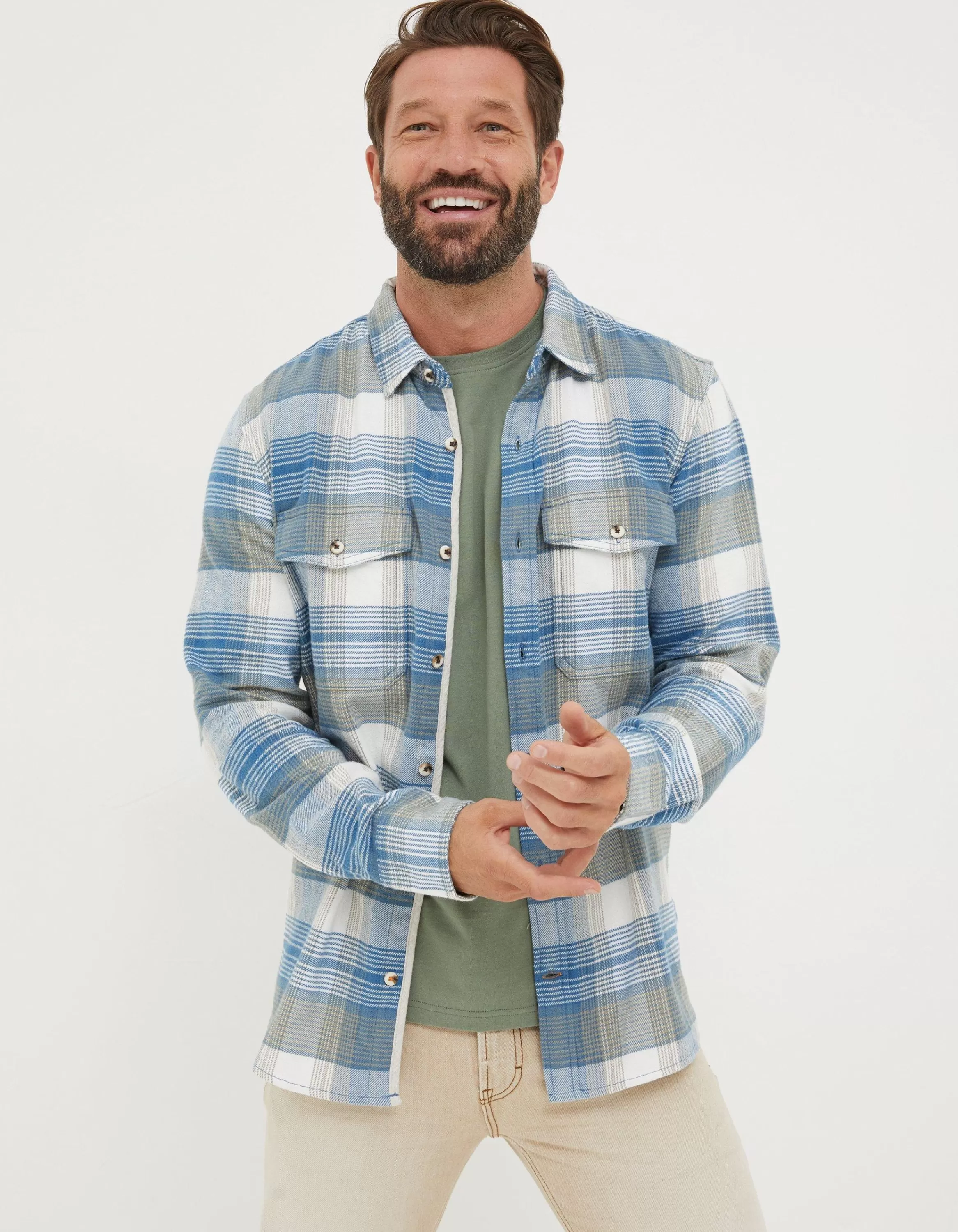 Cheap FatFace Kemsley Check Shirt Washed Blue