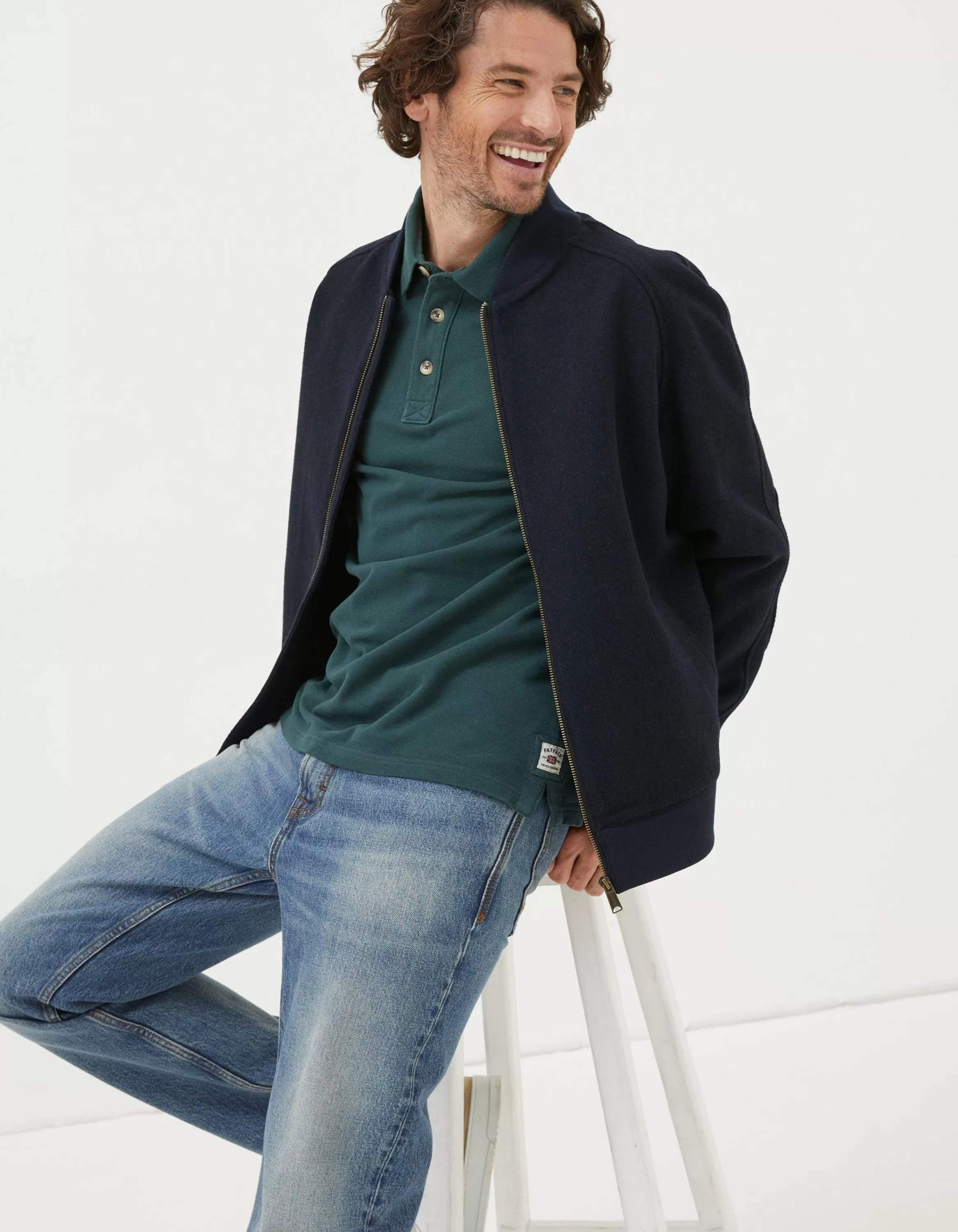 Clearance FatFace Kennack Wool Bomber Navy