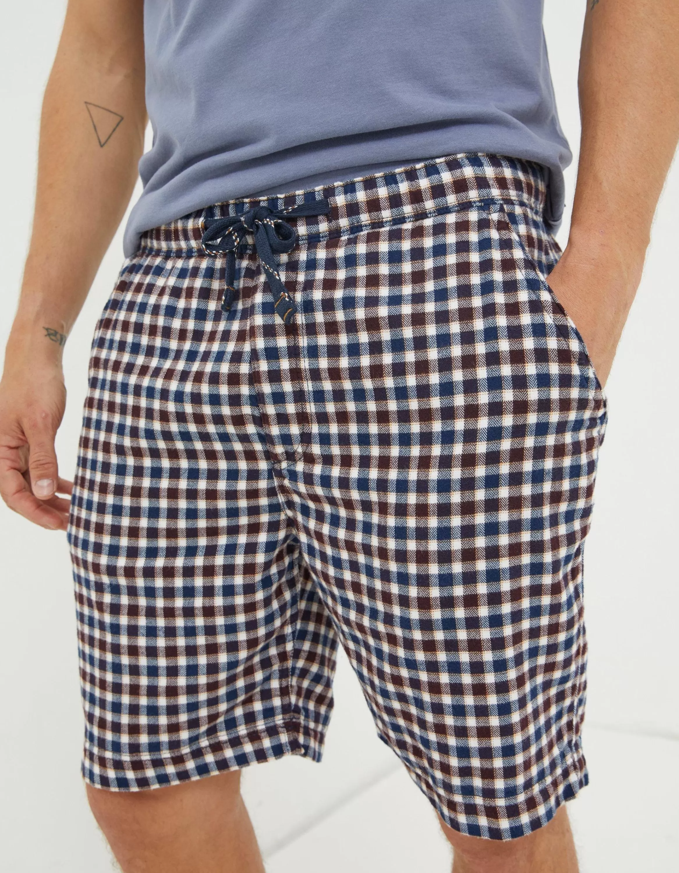 Best Sale FatFace Keswick Check Lightweight Pyjama Shorts Off White