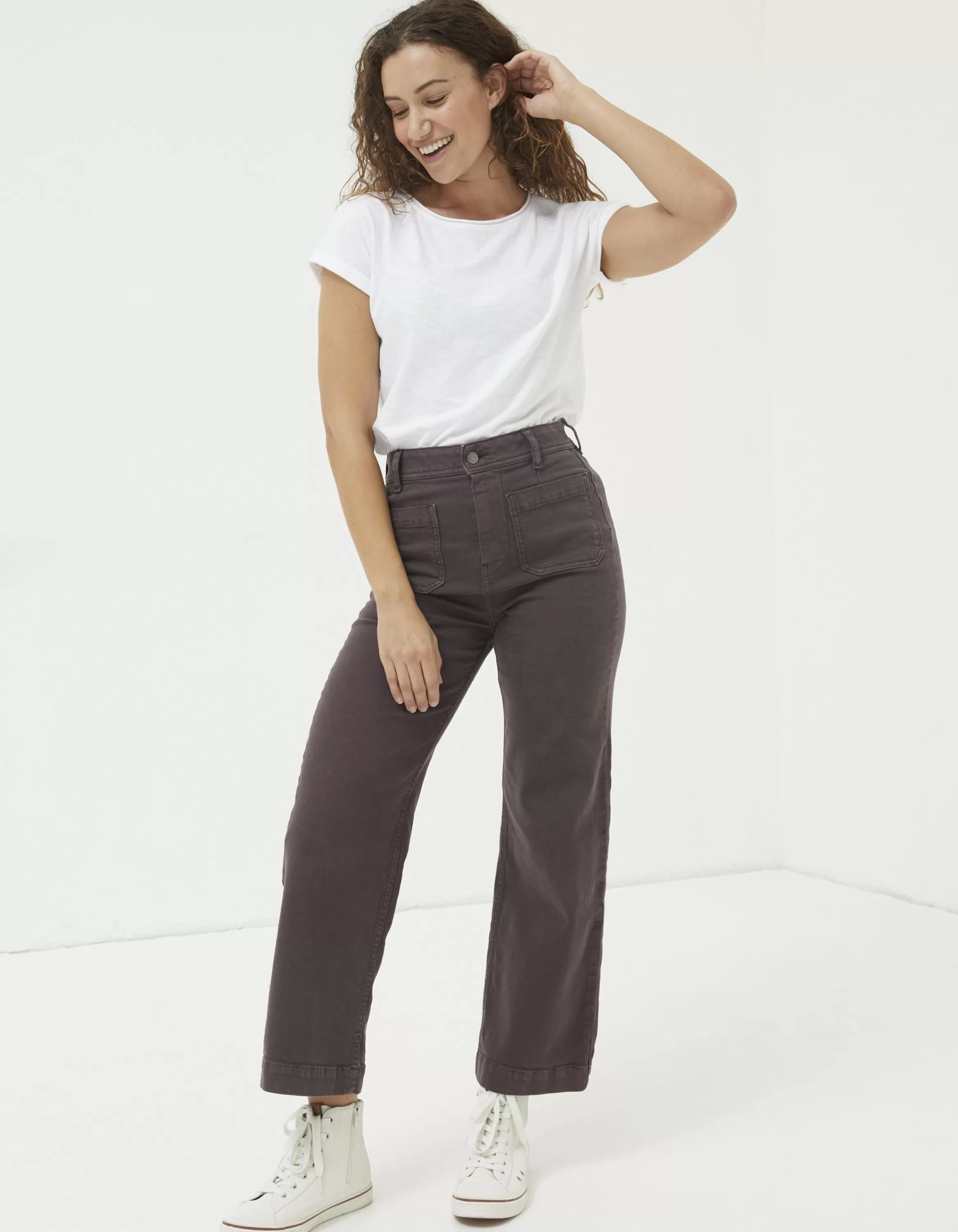 Shop FatFace Keswick Wide Leg Jeans Purple