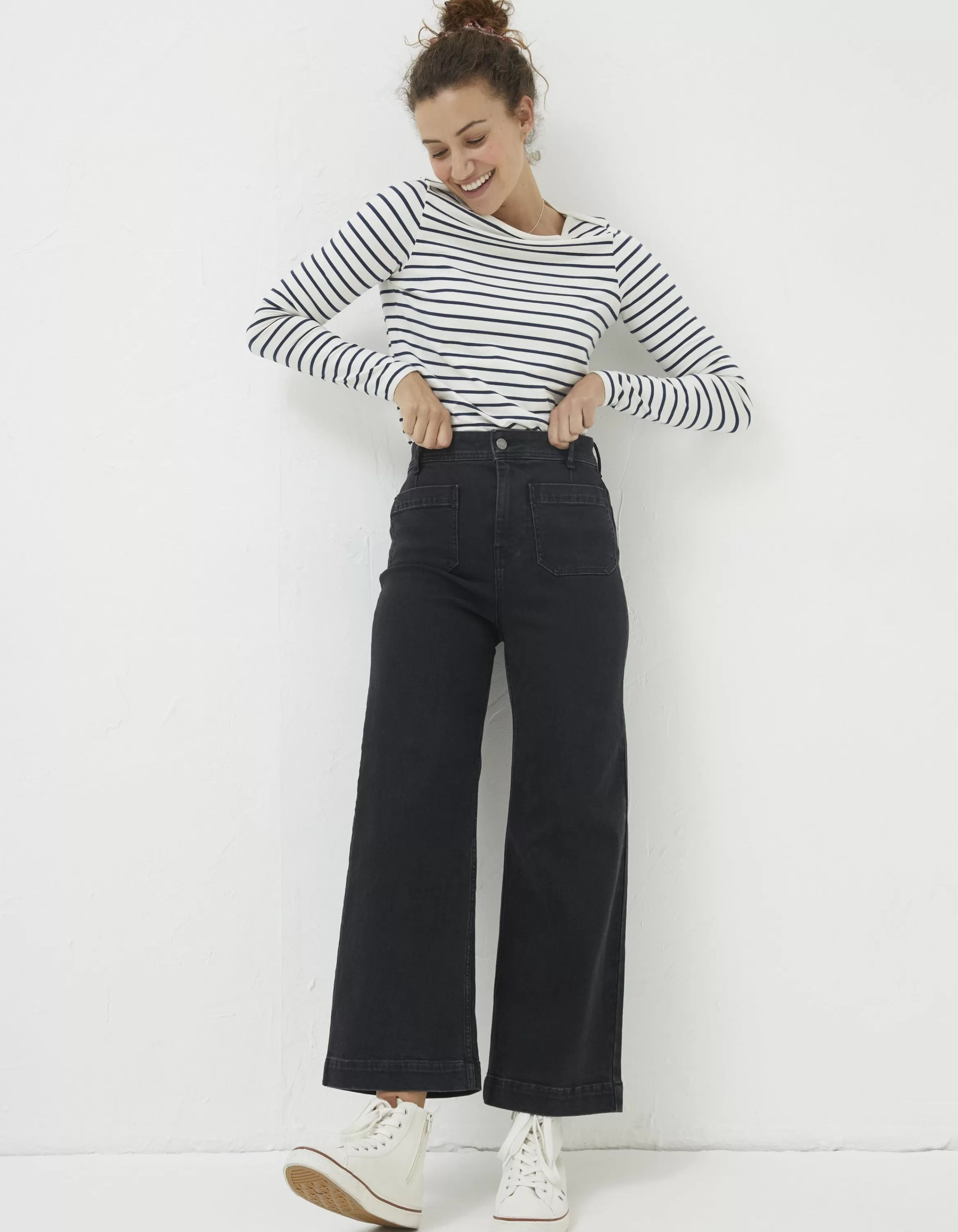 Discount FatFace Keswick Wide Leg Jeans Black