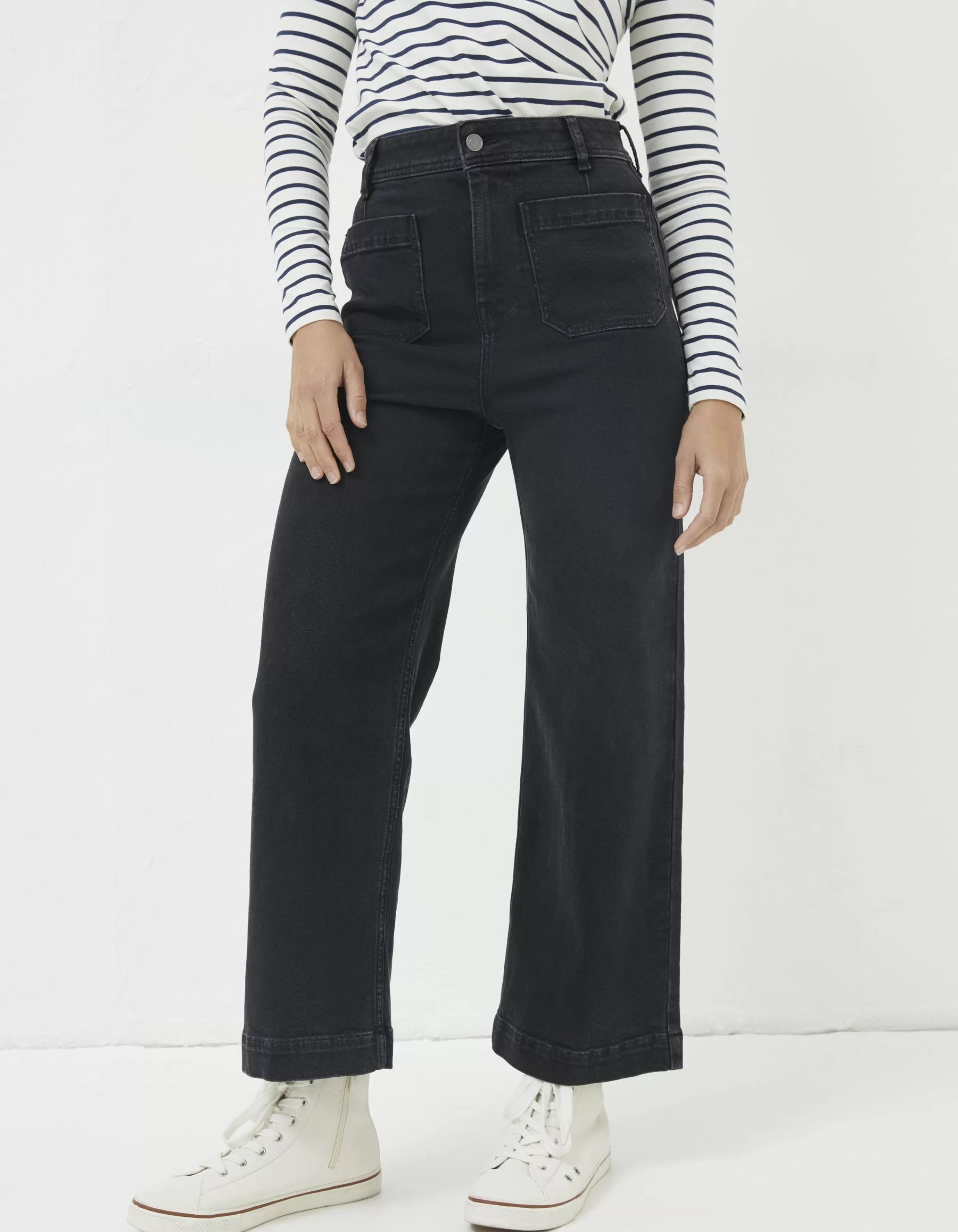 Discount FatFace Keswick Wide Leg Jeans Black