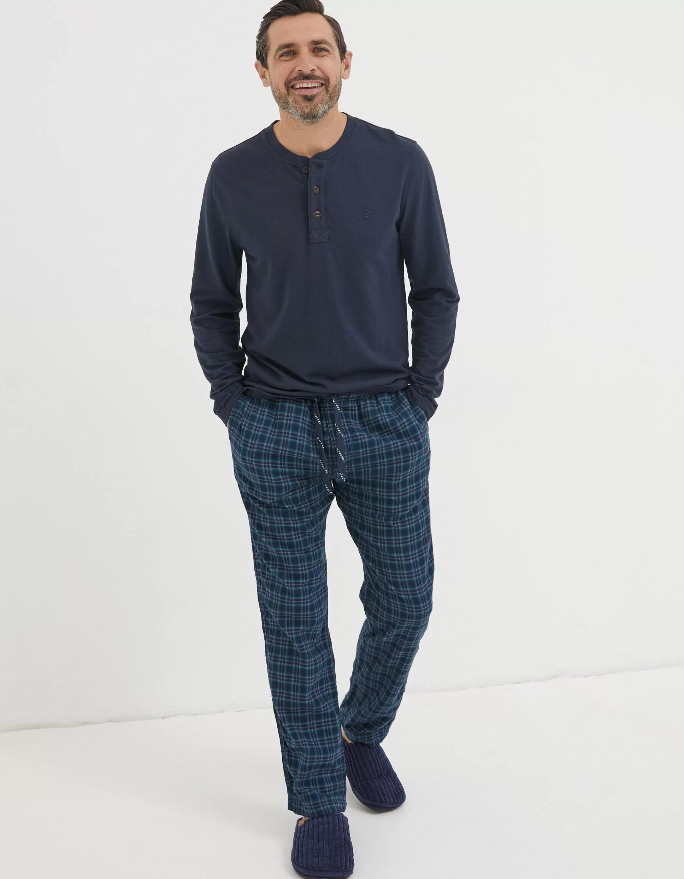 Cheap FatFace Kinsale Check Pyjama Bottoms Navy