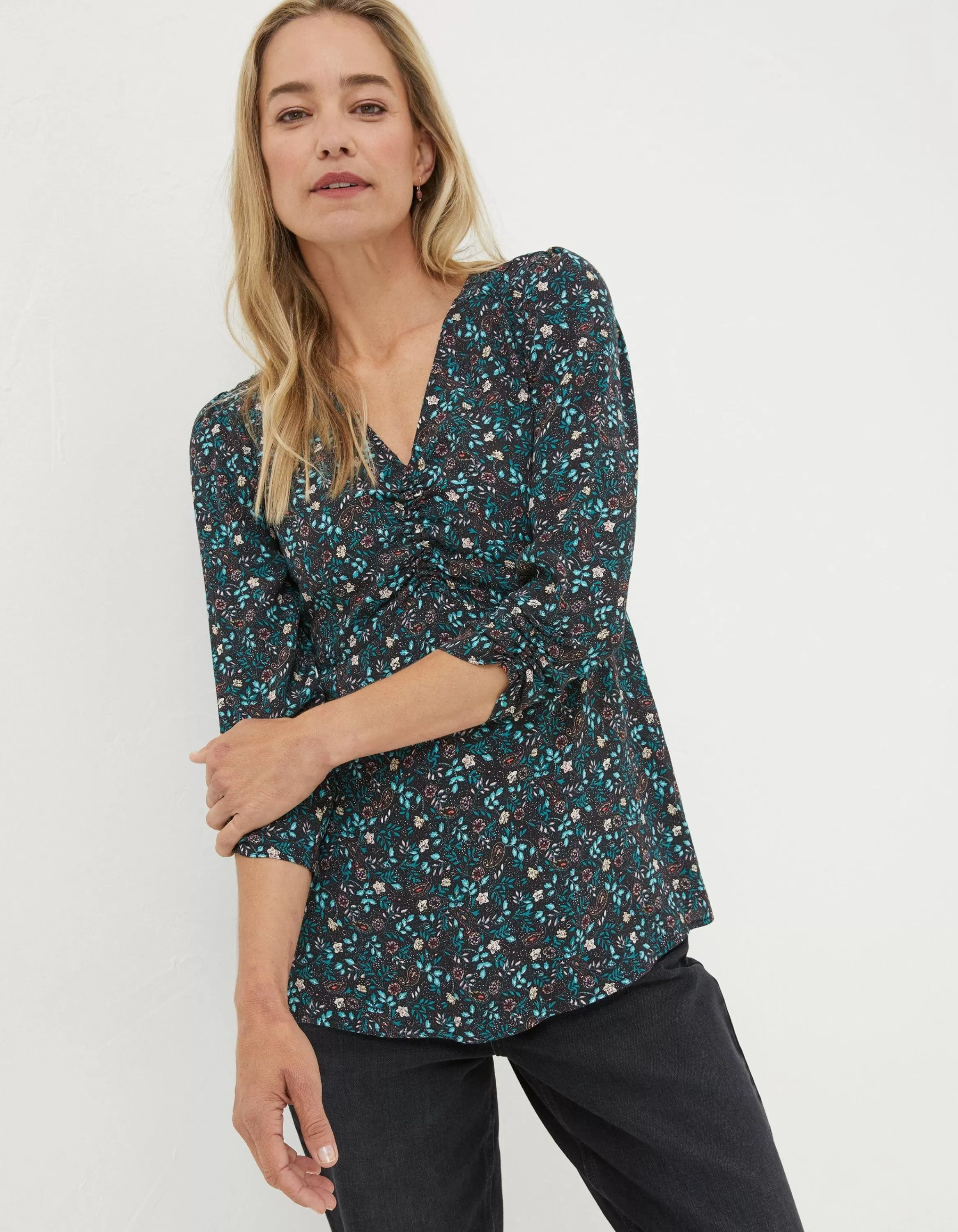 Shop FatFace Kinsey Evergreen Blouse Black