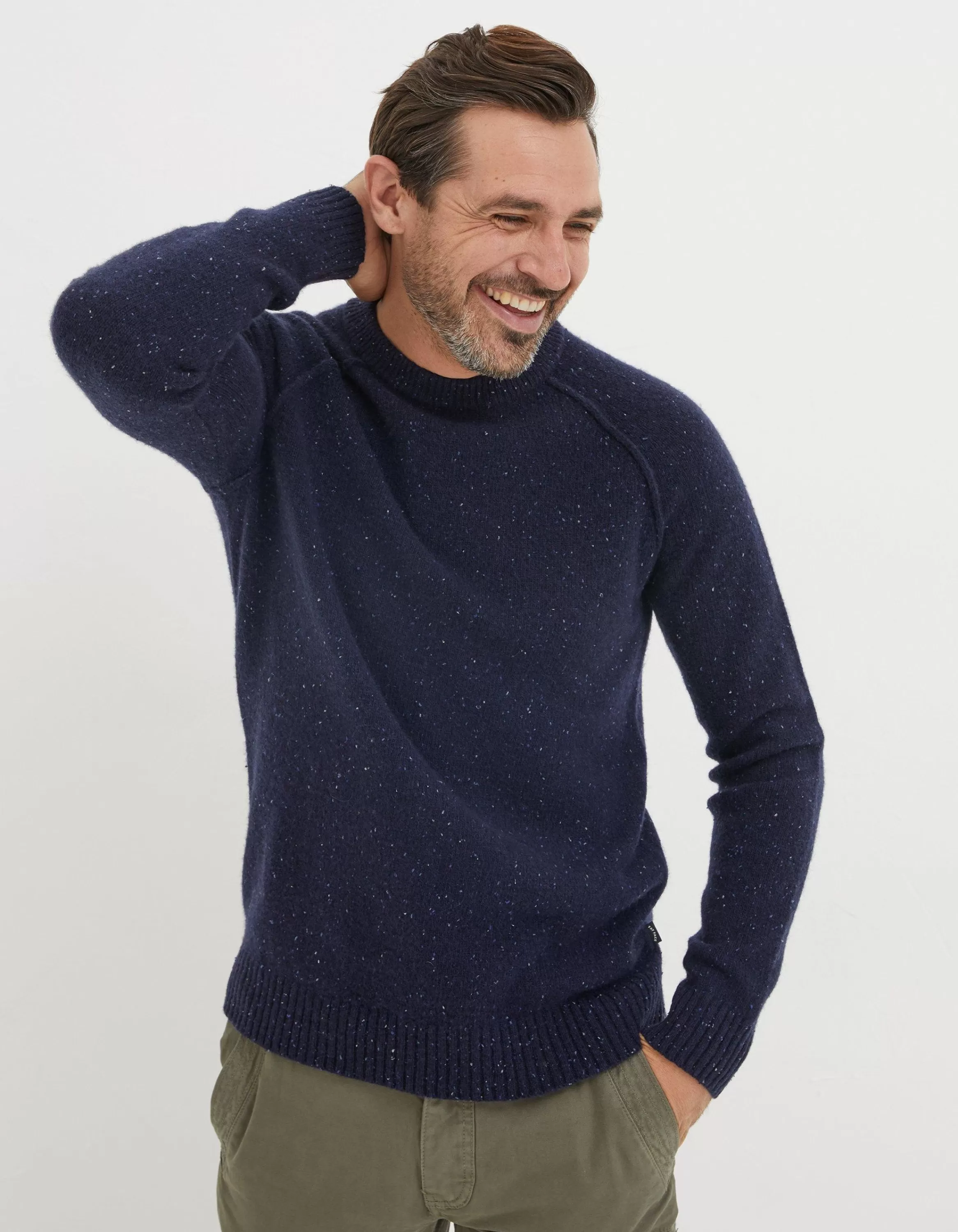 Cheap FatFace Lambswool Crew Jumper Navy