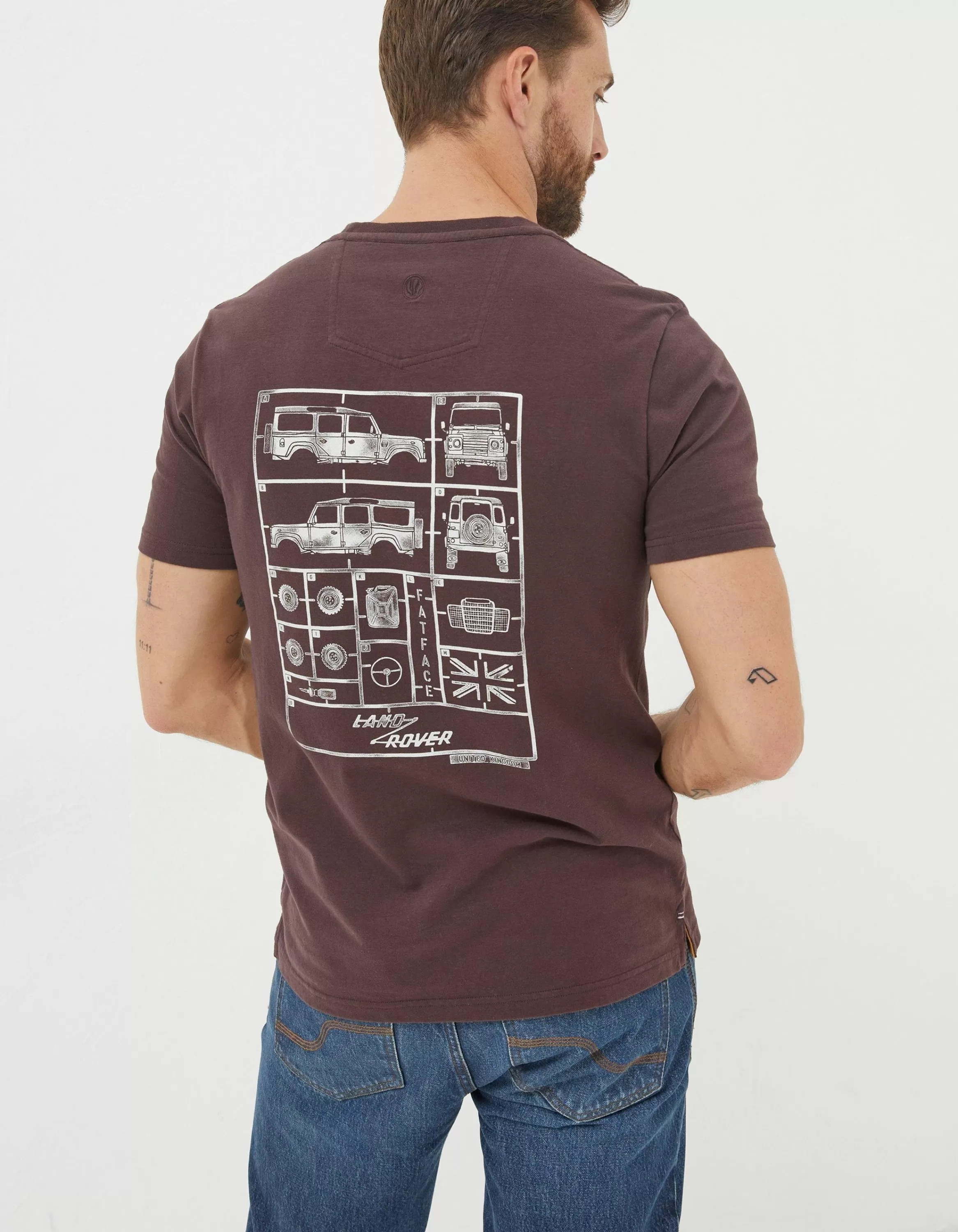 Cheap FatFace Land Rover Deconstructed T-Shirt Plum