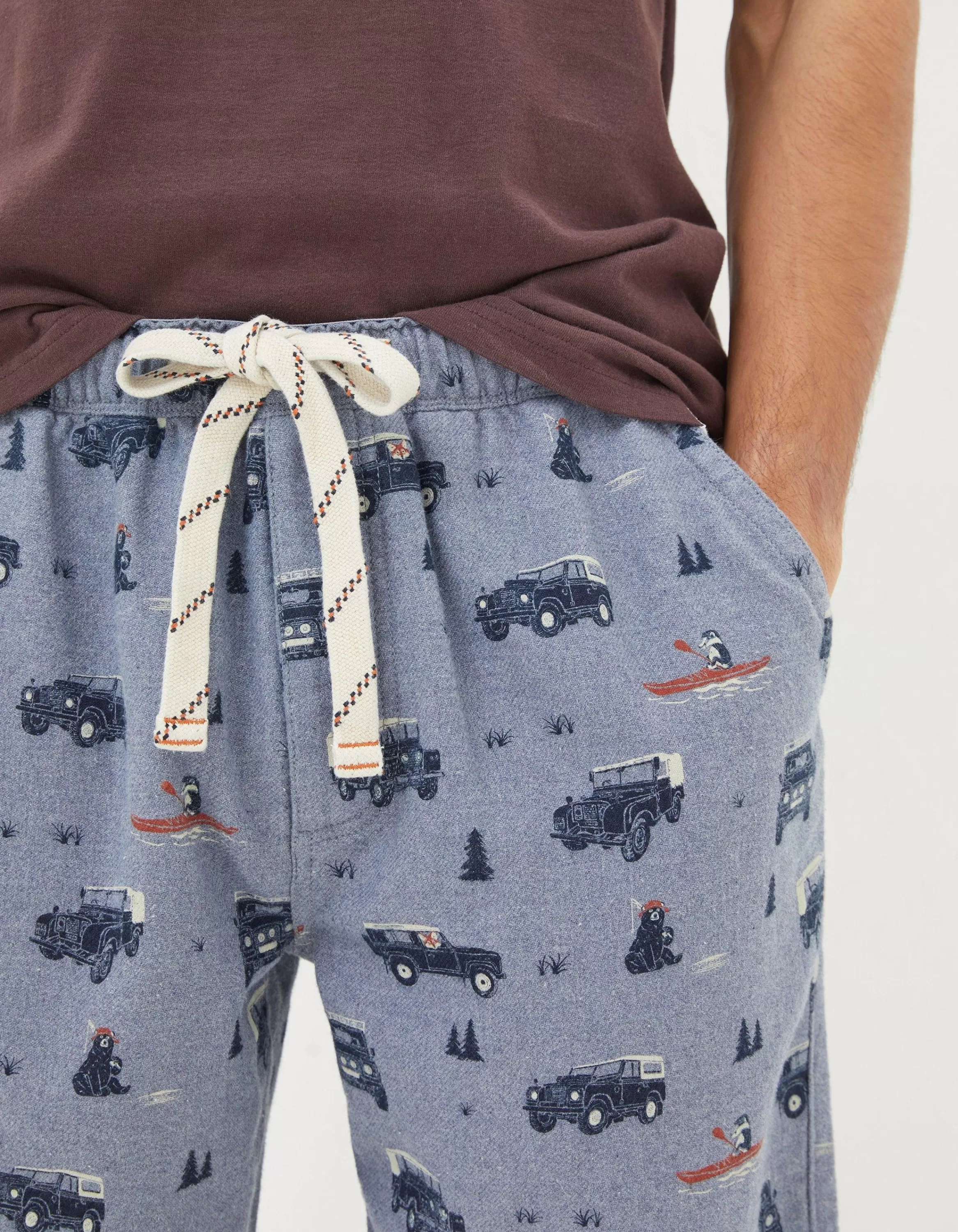 Hot FatFace Land Rover Pyjama Shorts Chambray Blue