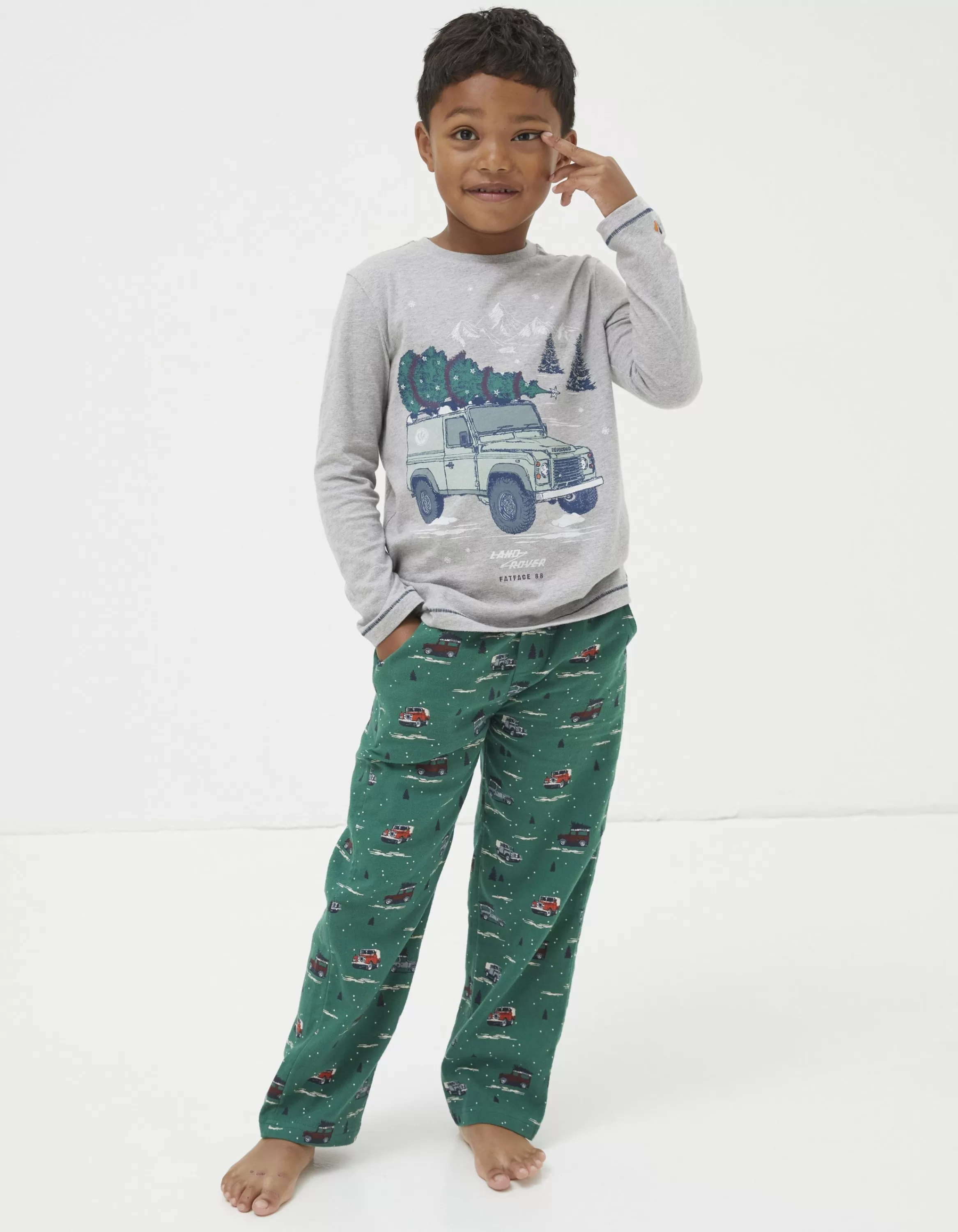 Best Sale FatFace Land Rover Woven Pyjama Set Green