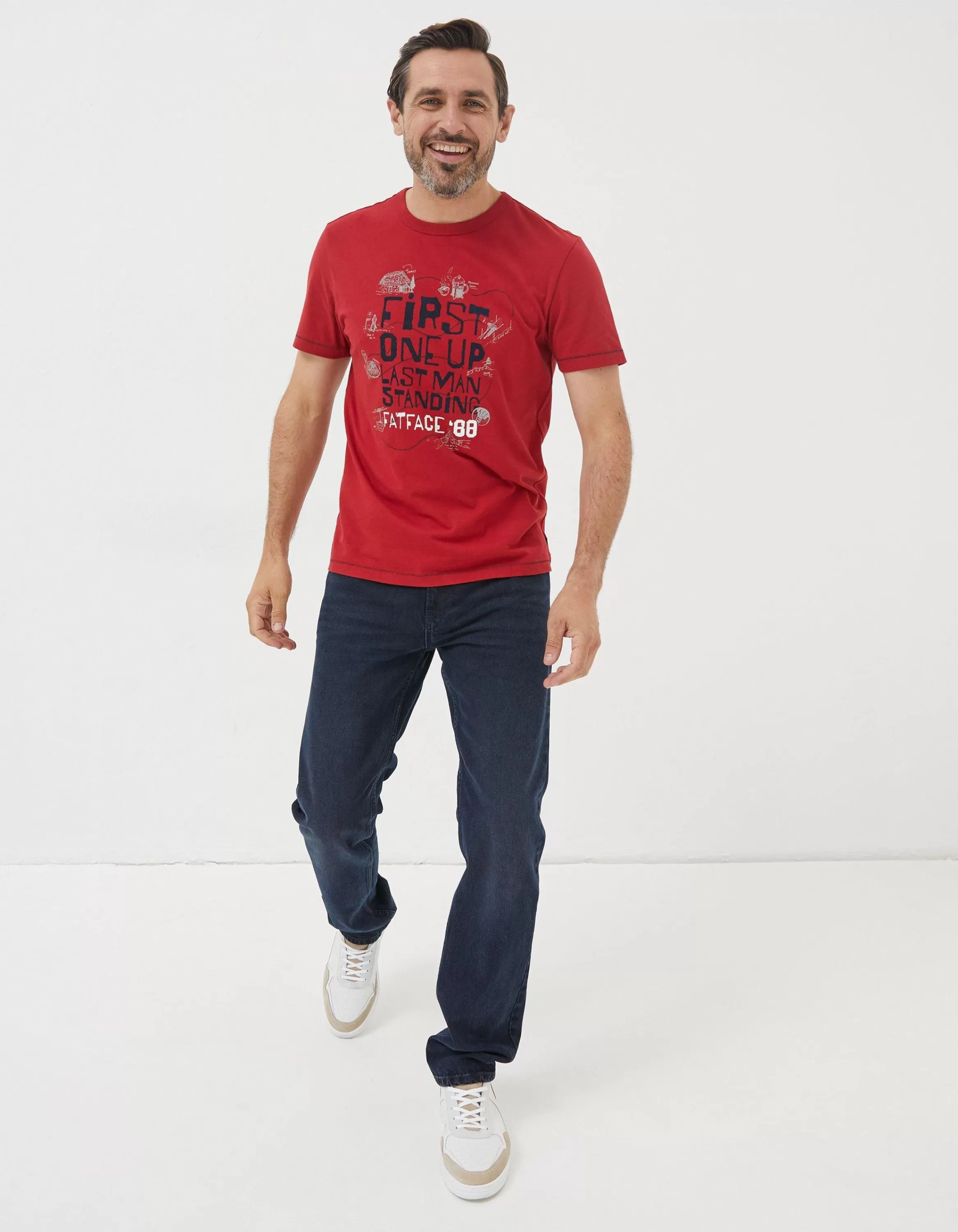 Online FatFace Last Man Standing T-Shirt Bright Red