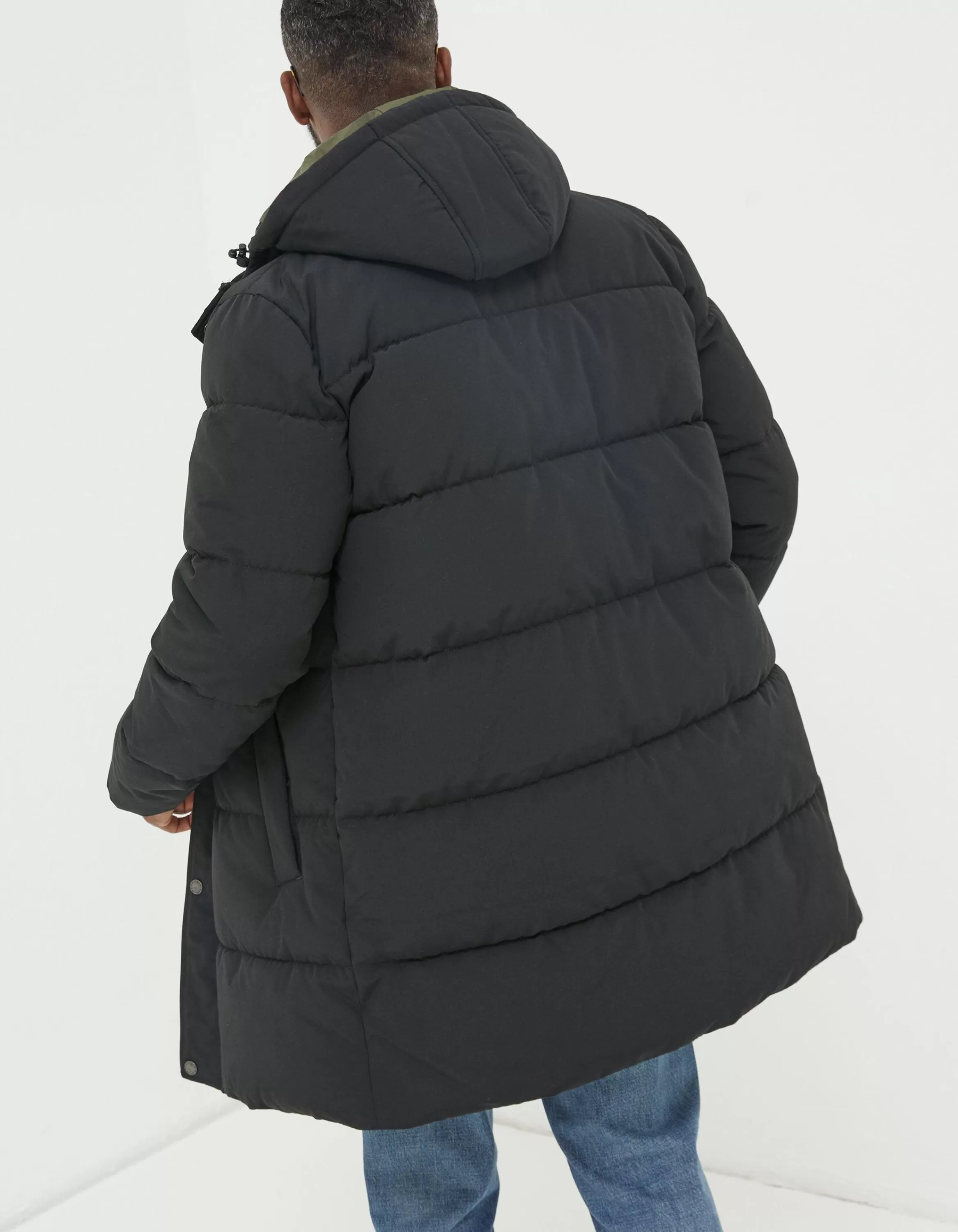 Cheap FatFace Launton Longline Puffer Jacket Black