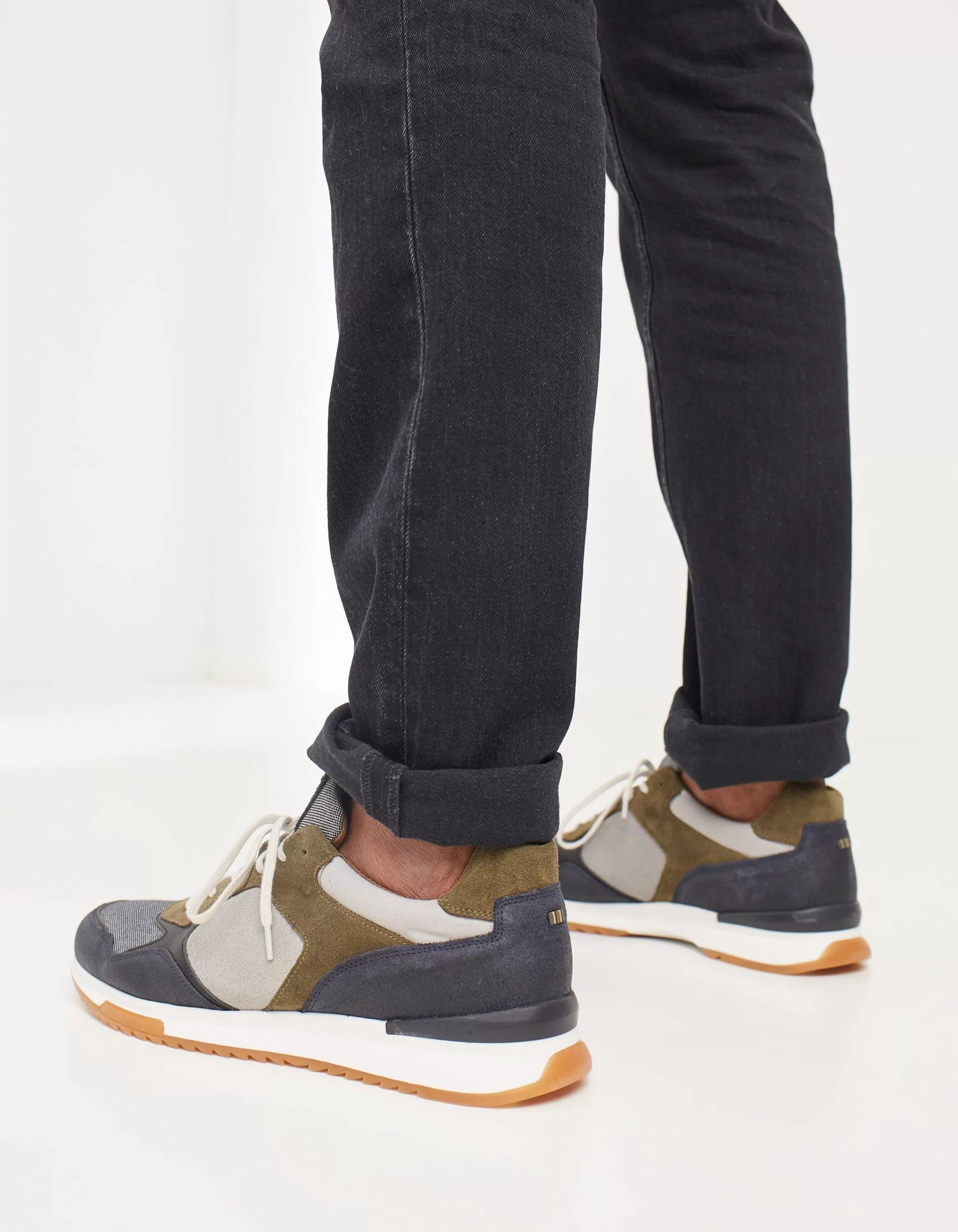 Online FatFace Leather Colour Block Trainers Navy