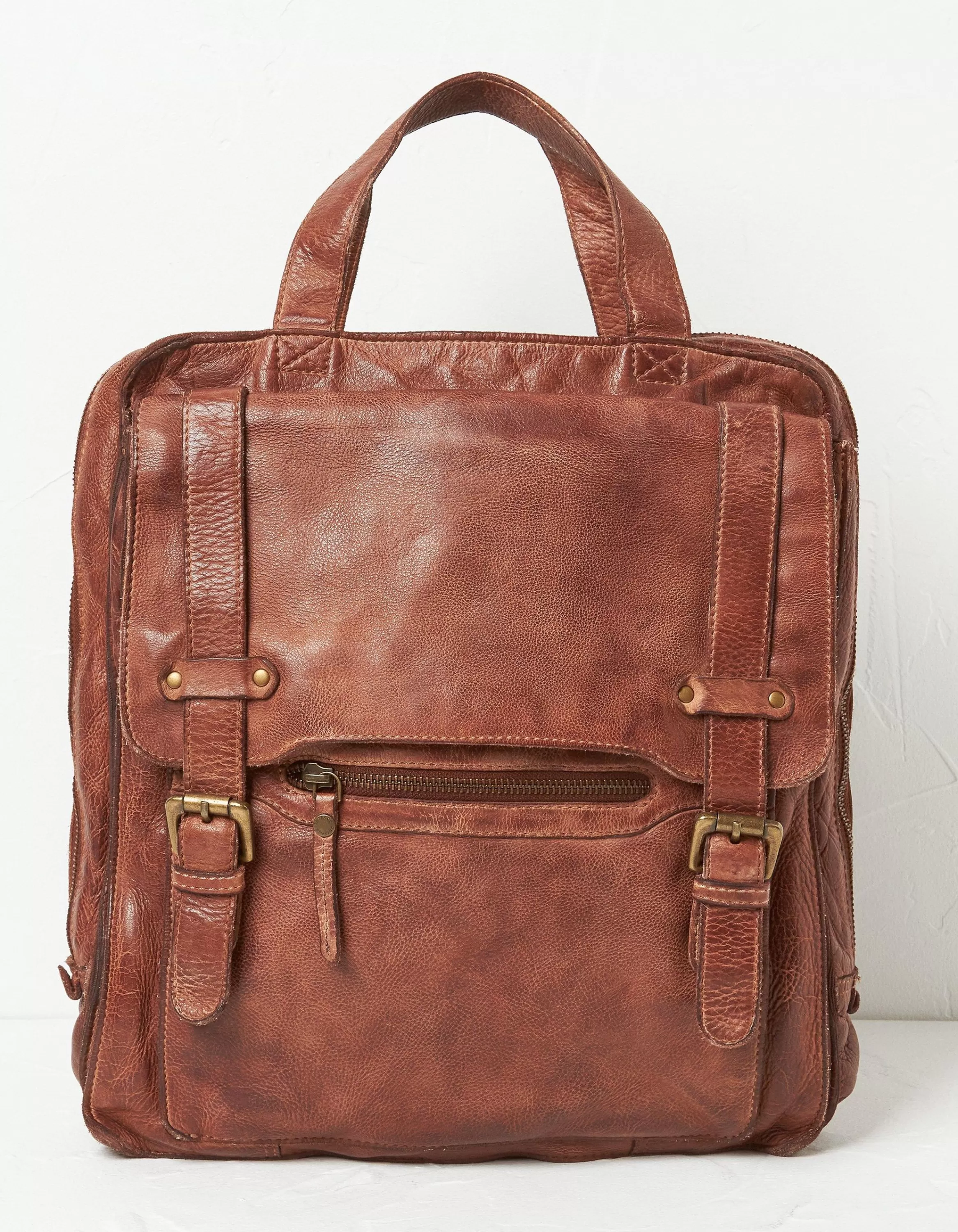 Online FatFace Leather Rucksack Chestnut