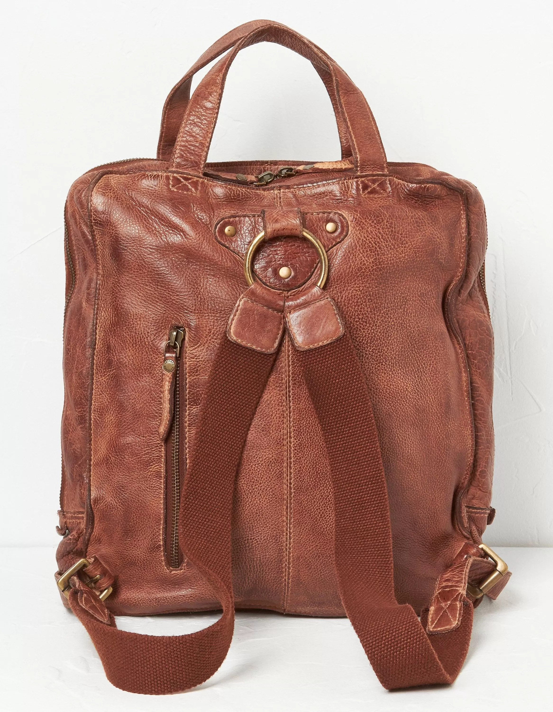 Online FatFace Leather Rucksack Chestnut