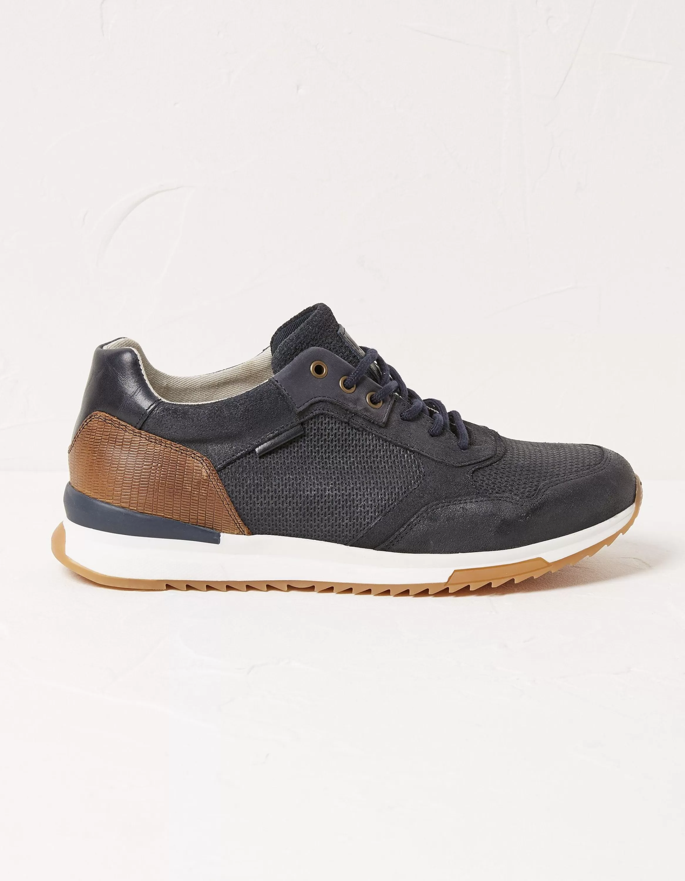 Hot FatFace Leather Trainer Navy