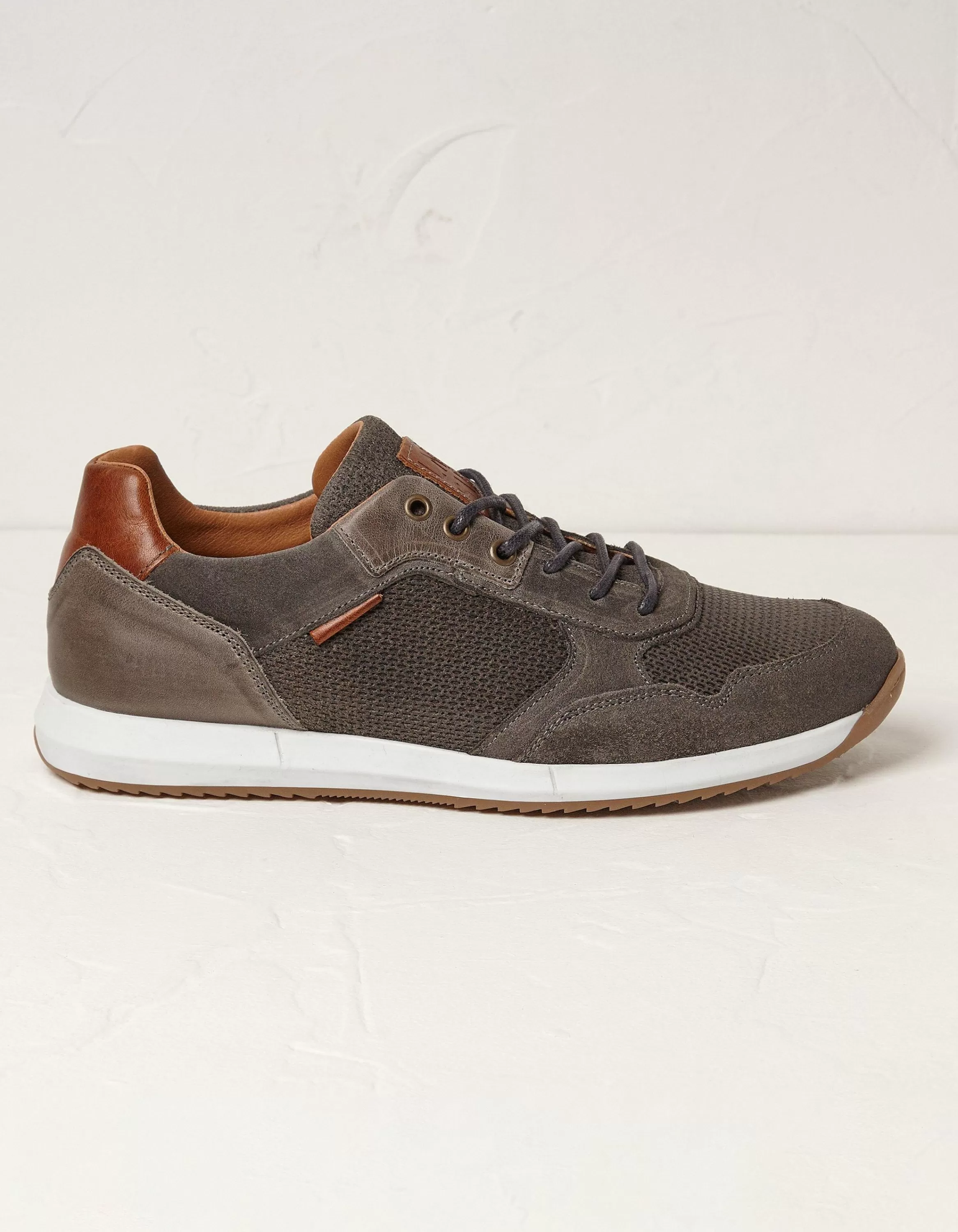 Clearance FatFace Leather Trainer Grey