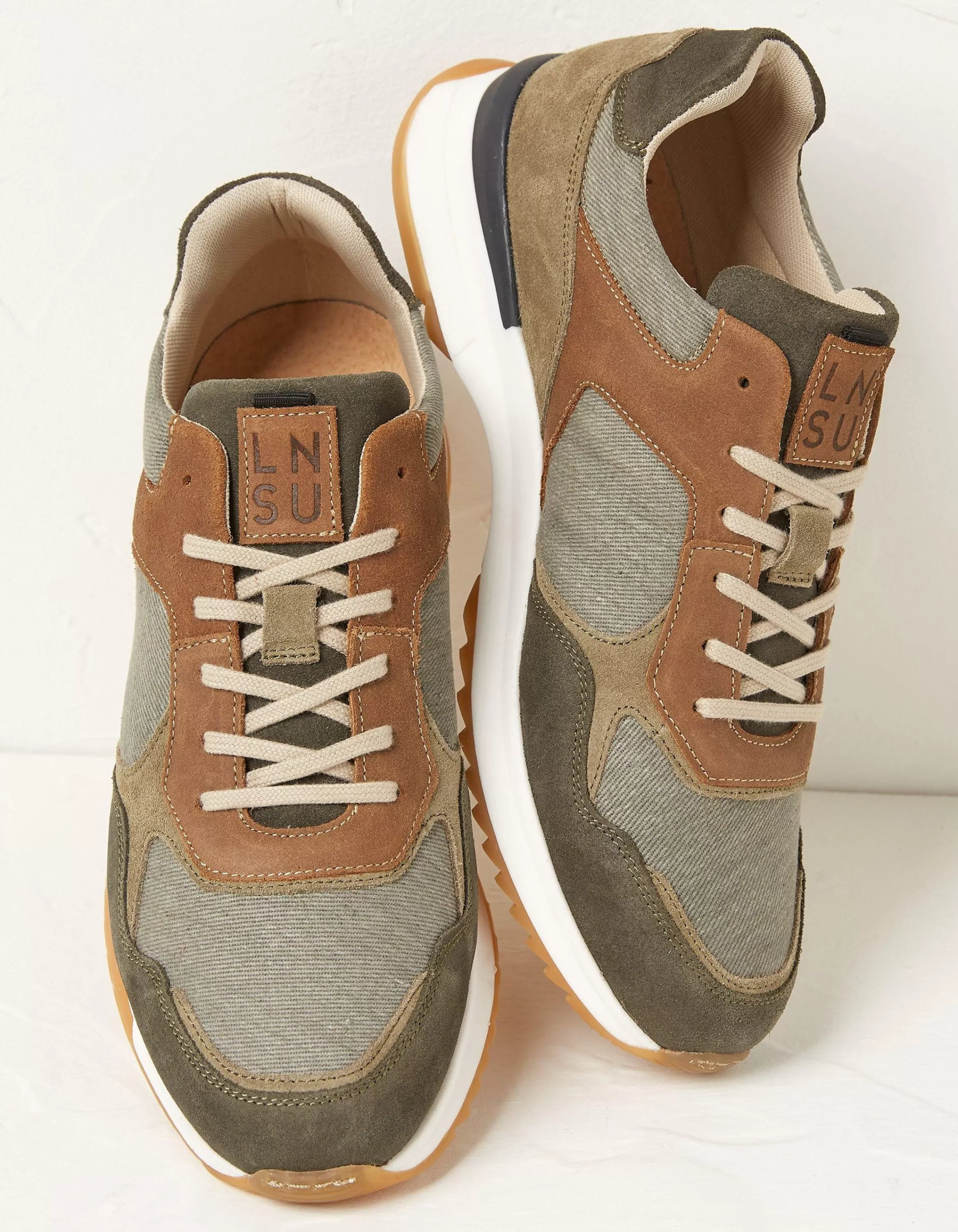 Outlet FatFace Leon Leather Trainer Grey