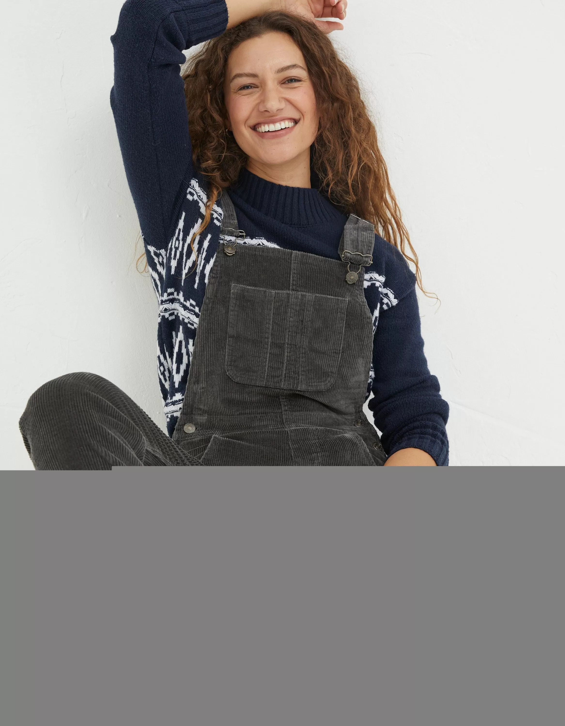 Hot FatFace Lewes Cord Dungaree Charcoal Grey